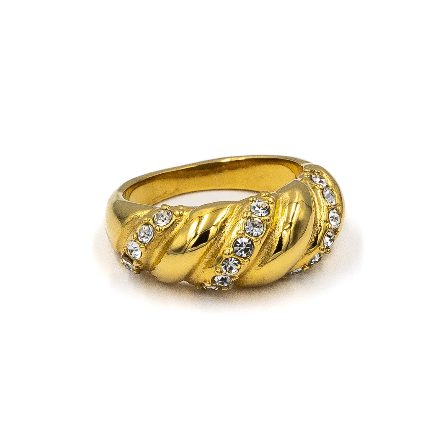 Superdivajewellery Women's Gold / Silver Crystal Croissant Ring In Multi