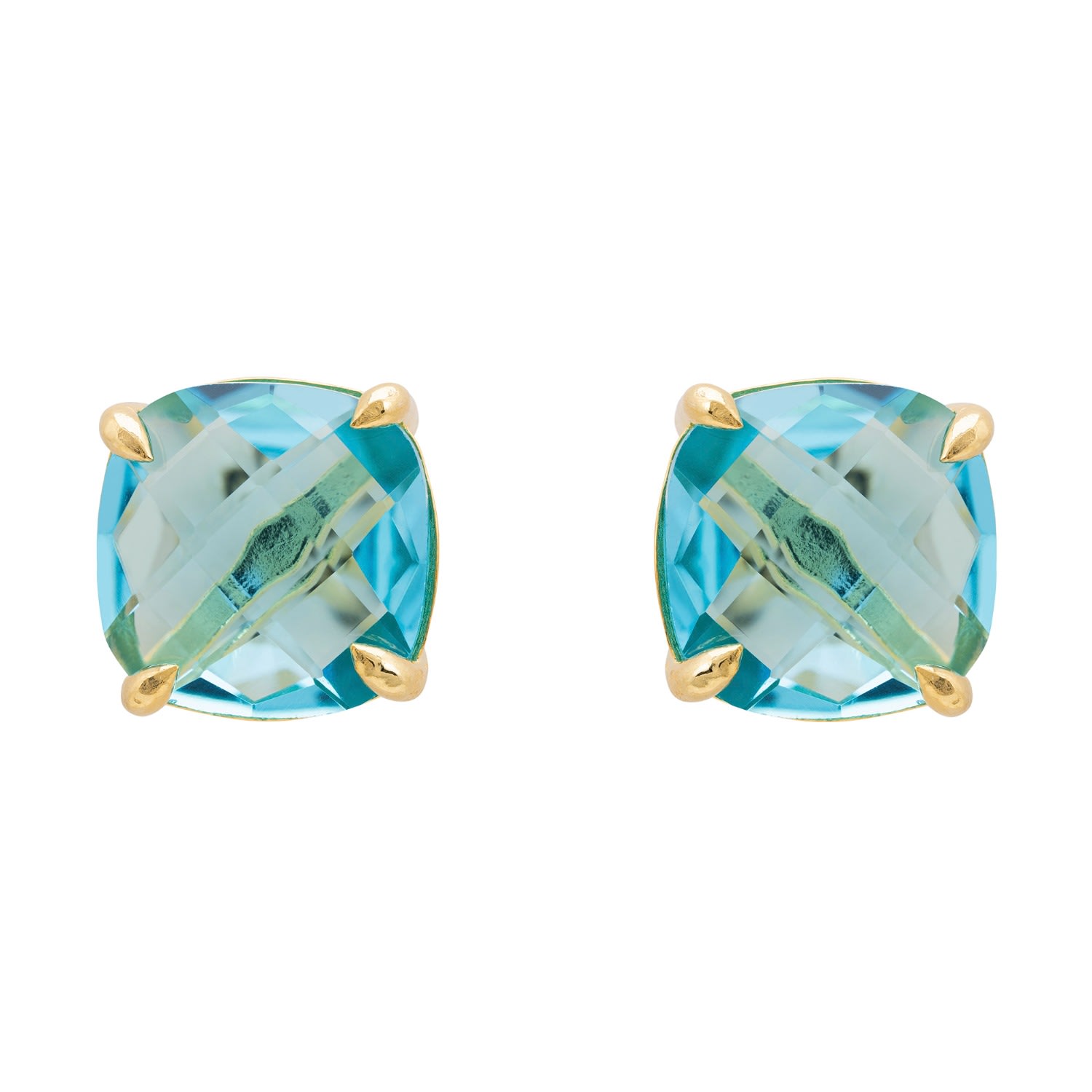 Women’s Gold / Blue Empress Gemstone Stud Earrings Gold Blue Topaz Latelita