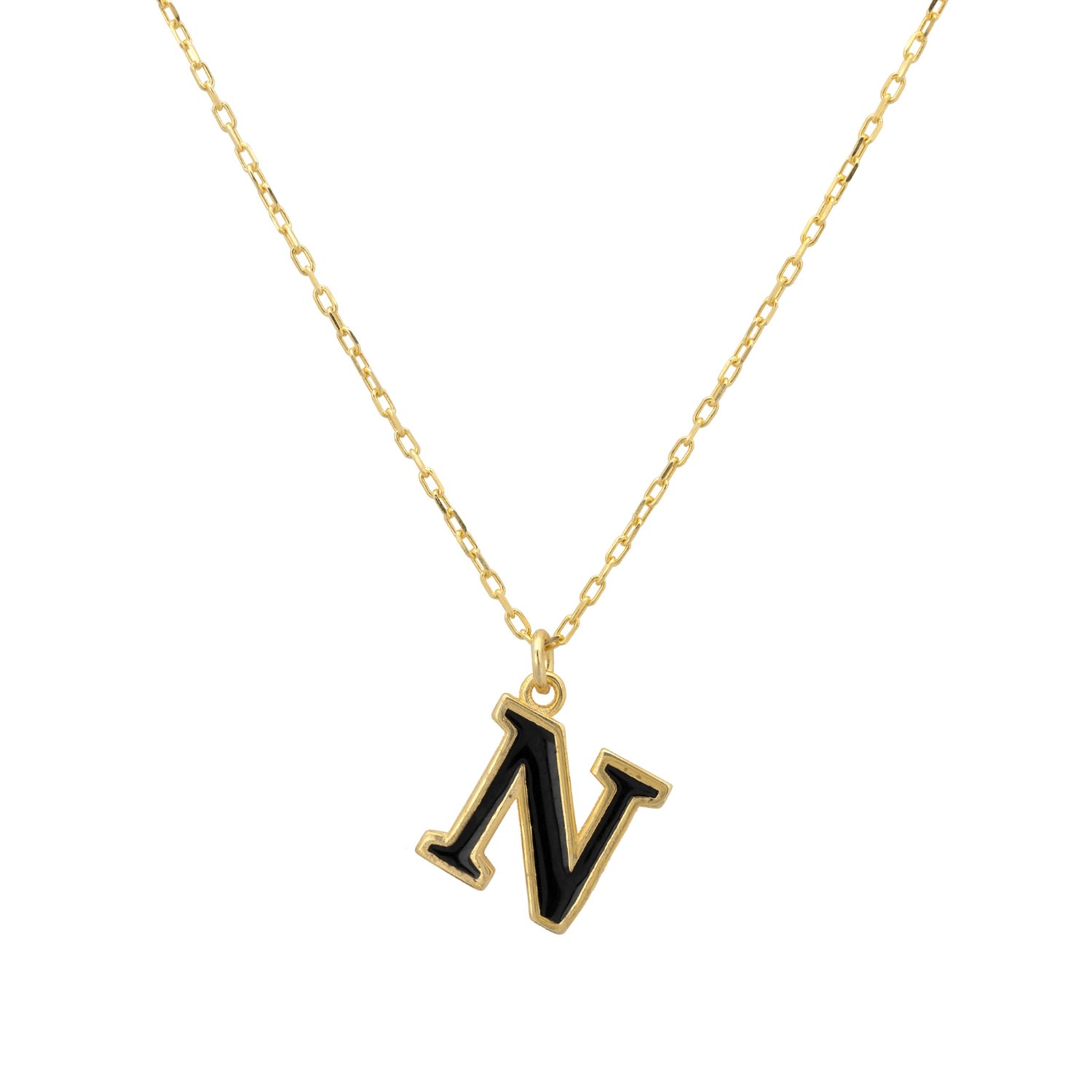 Women’s Gold / Black Initial Enamel Necklace Gold N Latelita
