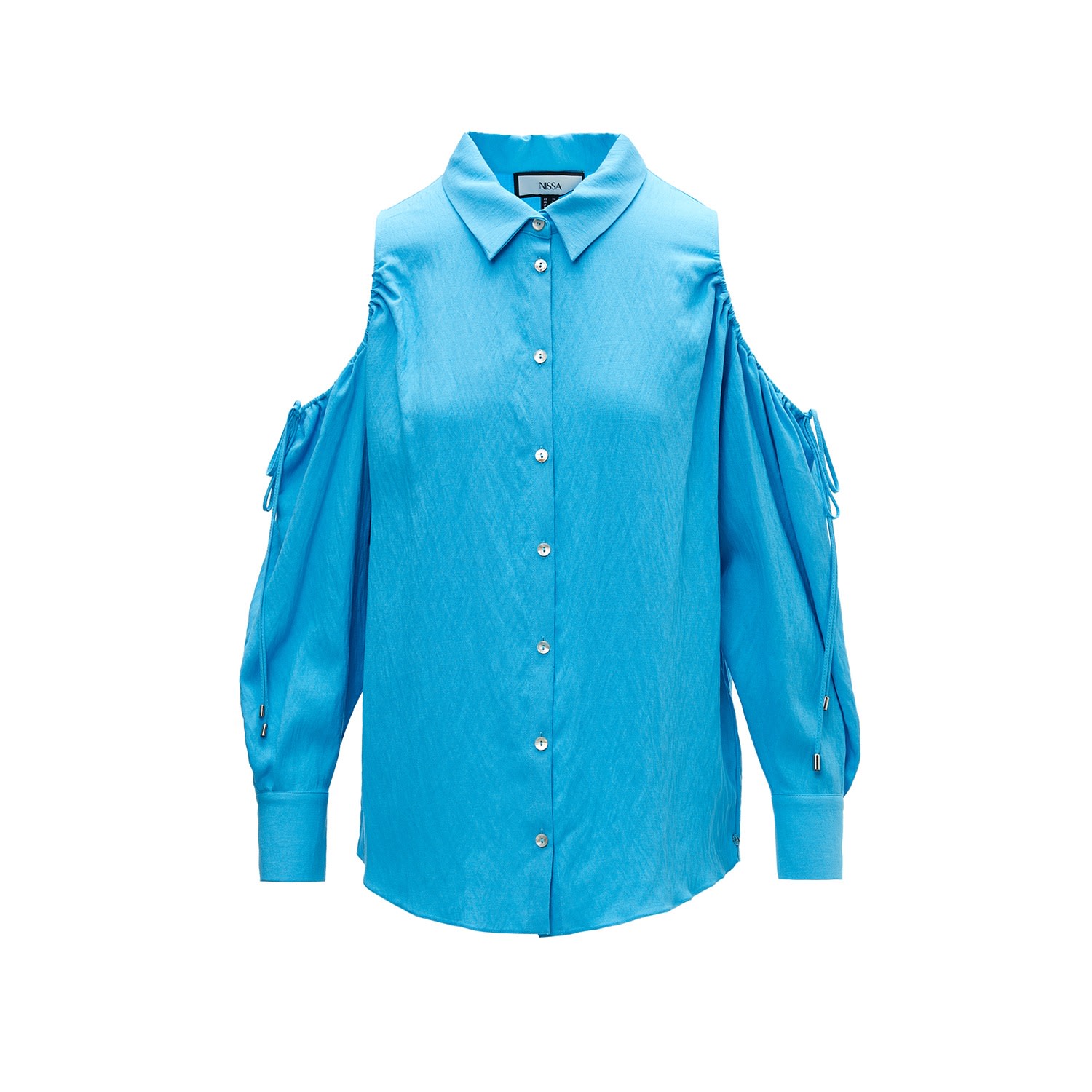 Women’s Cut-Out Viscose Shirt Blue Small Nissa