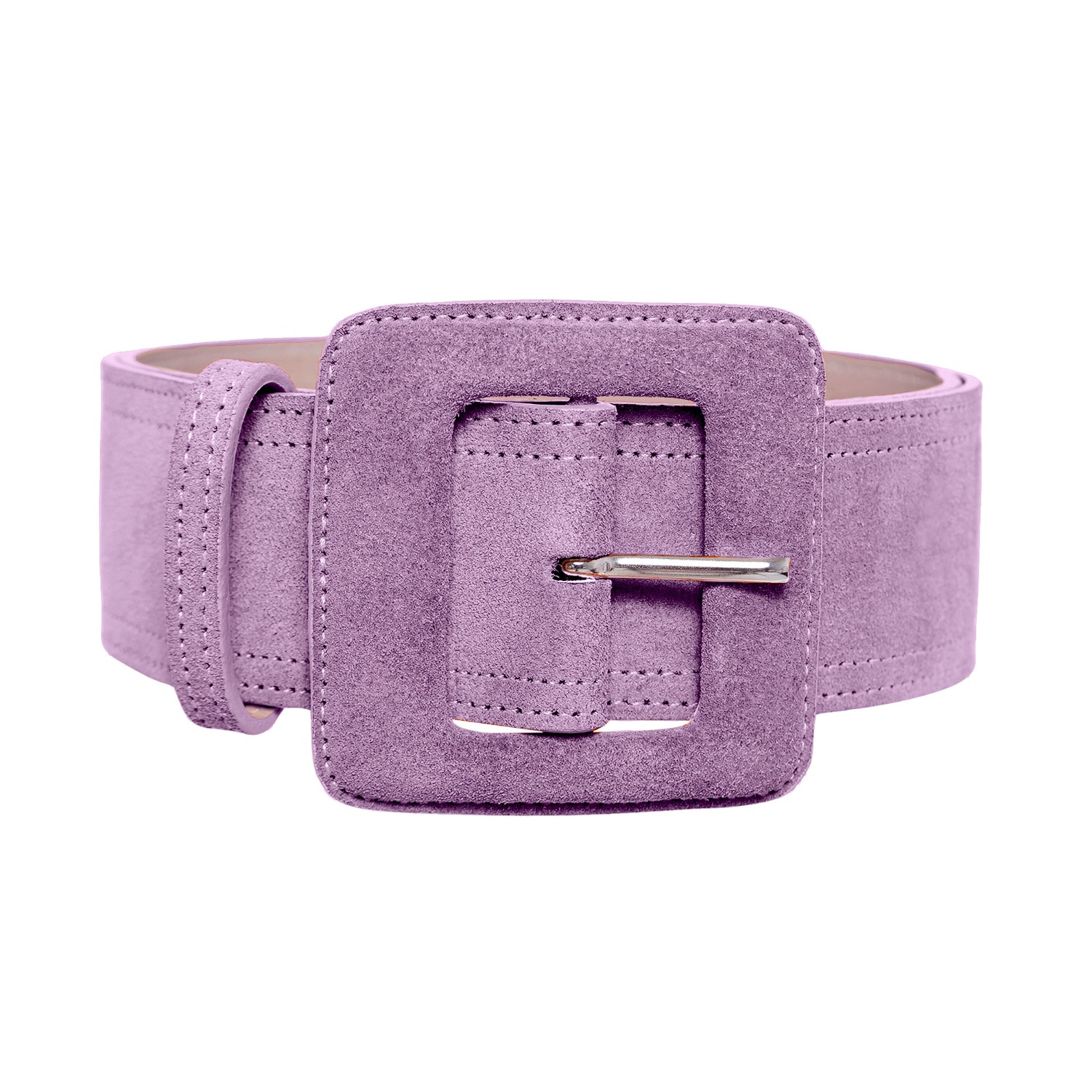 Suede Square Buckle Belt - Lilac | BeltBe | Wolf & Badger