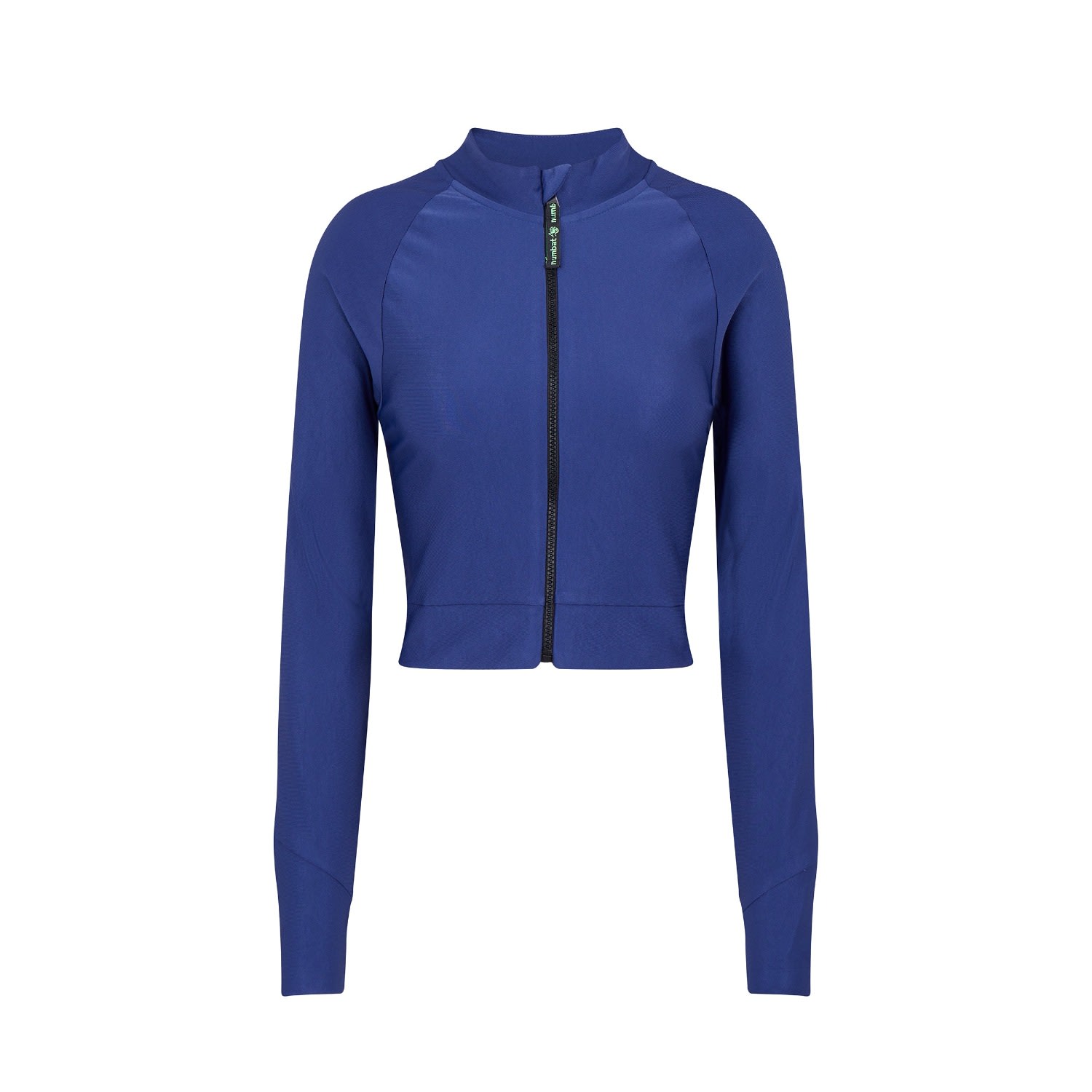 Women's Blue Stella Zipper  Crop Top With Long Sleeves | Large | Numbat