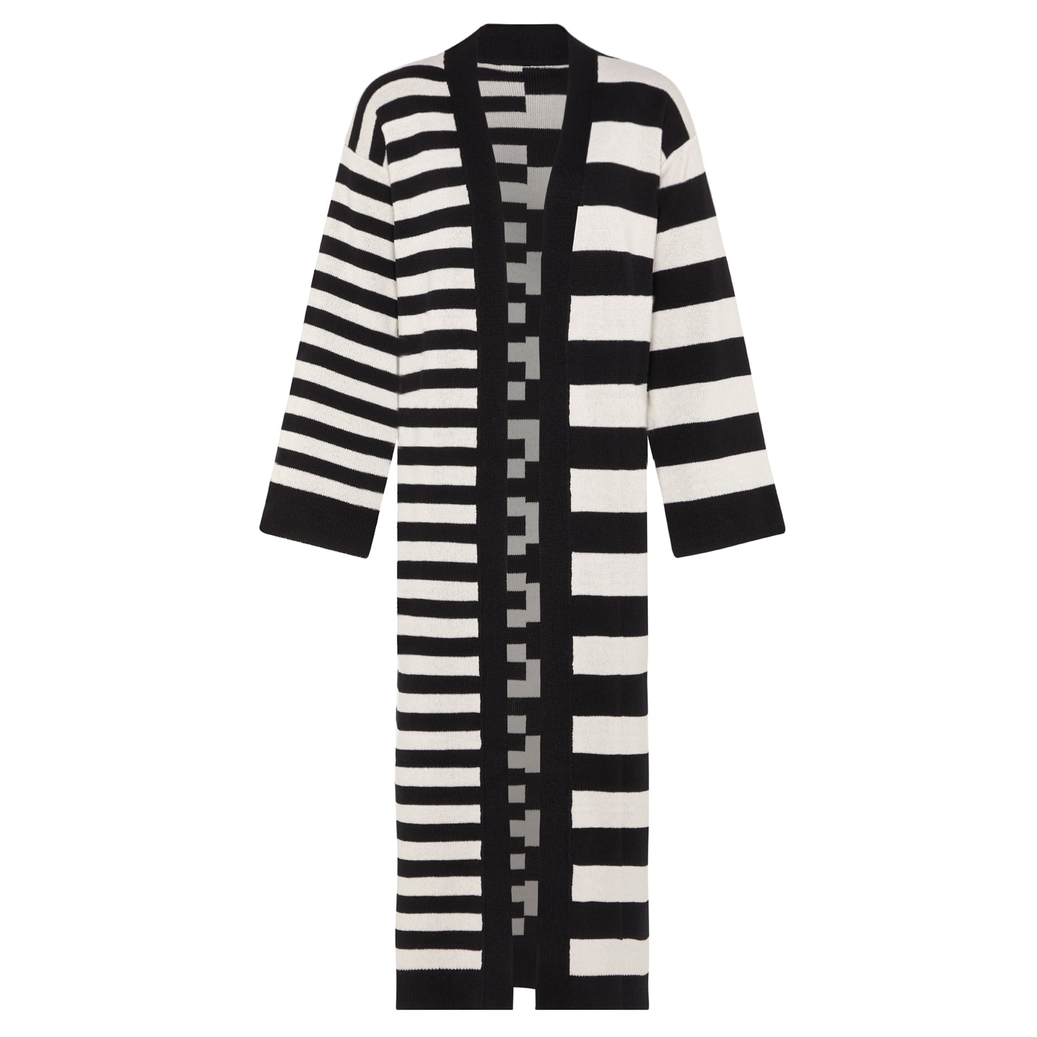 Women’s Black / White Multi-Striped Organic Cotton Knitted Cardigan Long Extra Large Ingmarson