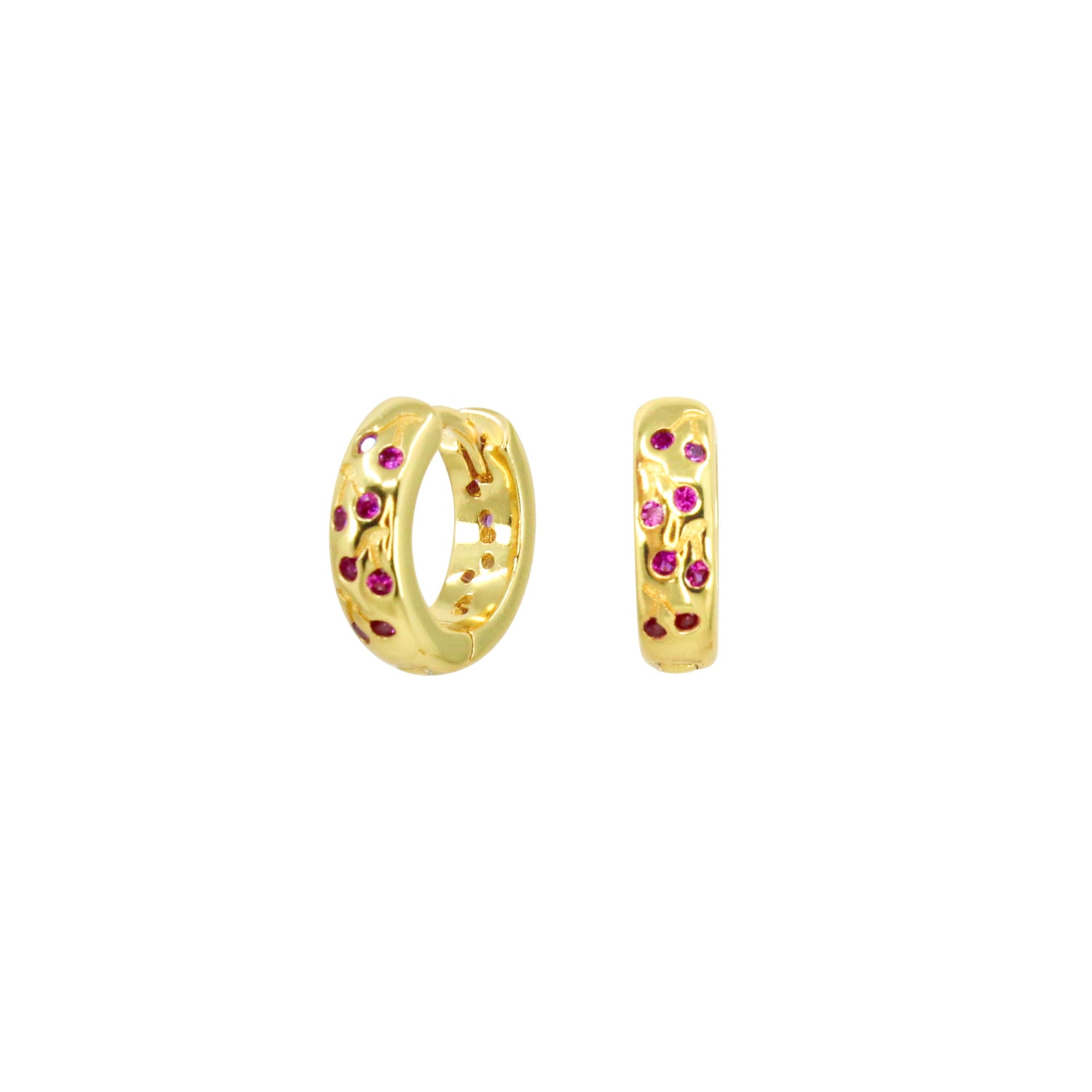 Women’s Gold / Pink / Purple Crystal Cherry Huggie Hoops Lucky Eleven