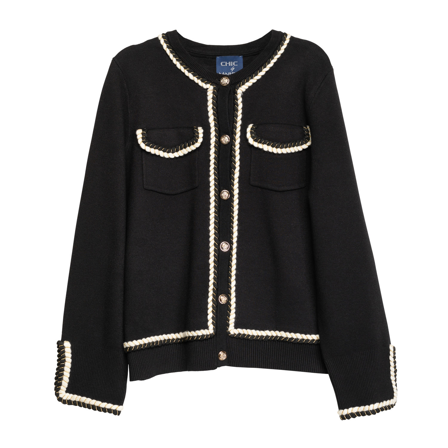 Women's Knitted Jacket With Front Pockets, Black. | Large | Tantra Spain Sl