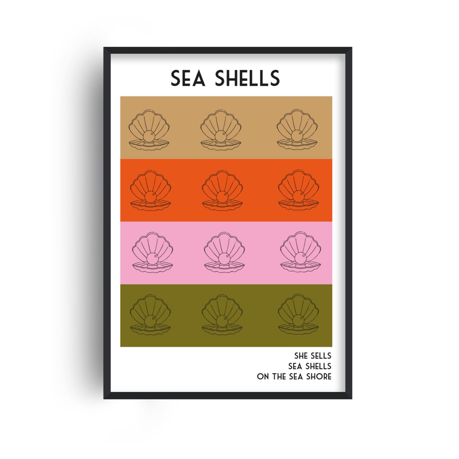 Shop Fanclub Sea Shells Retro Giclée Art Print In White/yellow