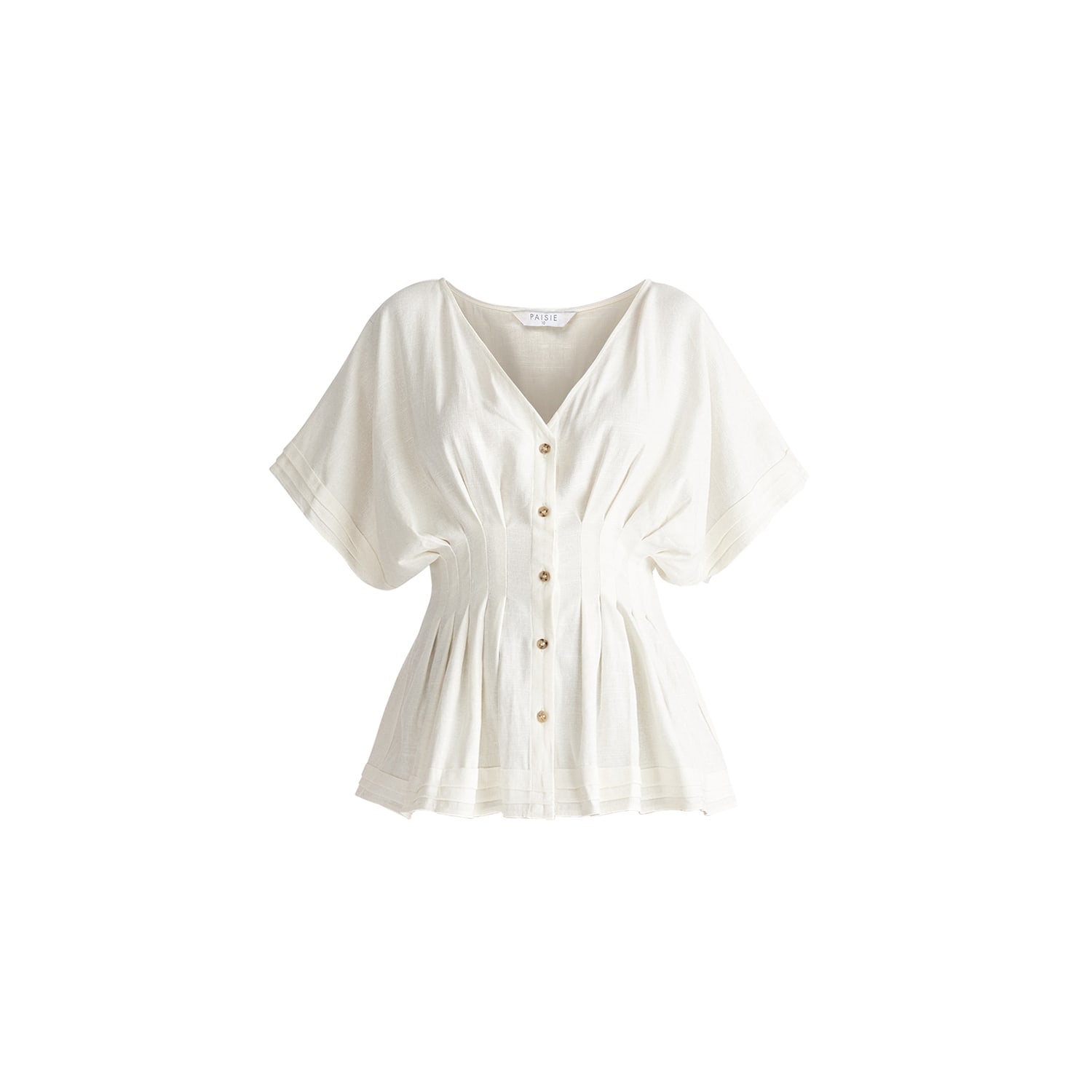 Paisie Women's Linen Blend Button Blouse In White In White