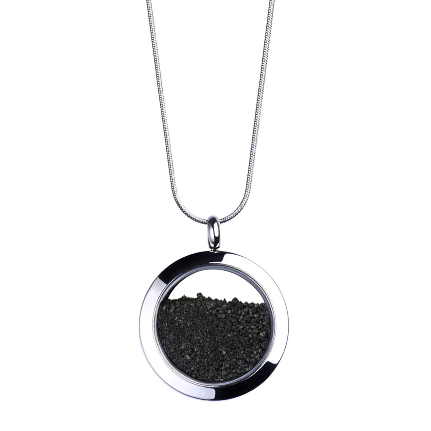 My Little Nature Women's Silver / Black Designer  Jewelry Statement Necklace With Natural Black Volcanic Sand – Uniqu In Multi