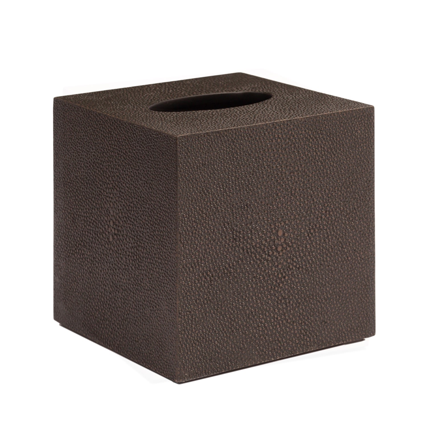 Brown Chelsea Square Tissue Box - Shagreen Chocolate Posh Trading Company