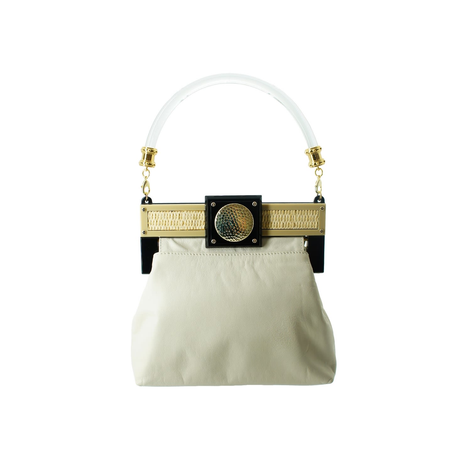 Gissa Bicalho Women's Neutrals / Gold Handmade Acrylic Bag Dune