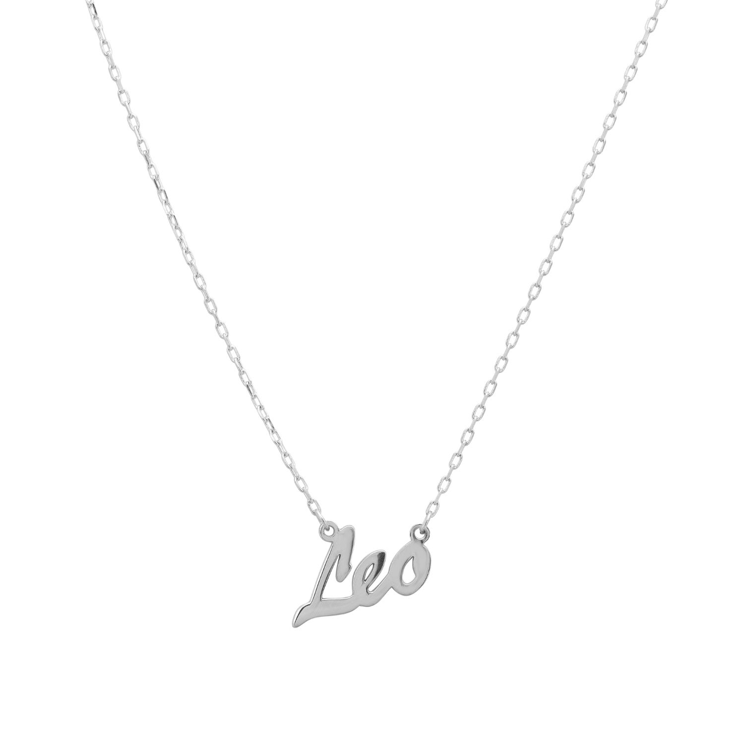 Women’s Zodiac Star Sign Name Necklace Silver Leo Latelita