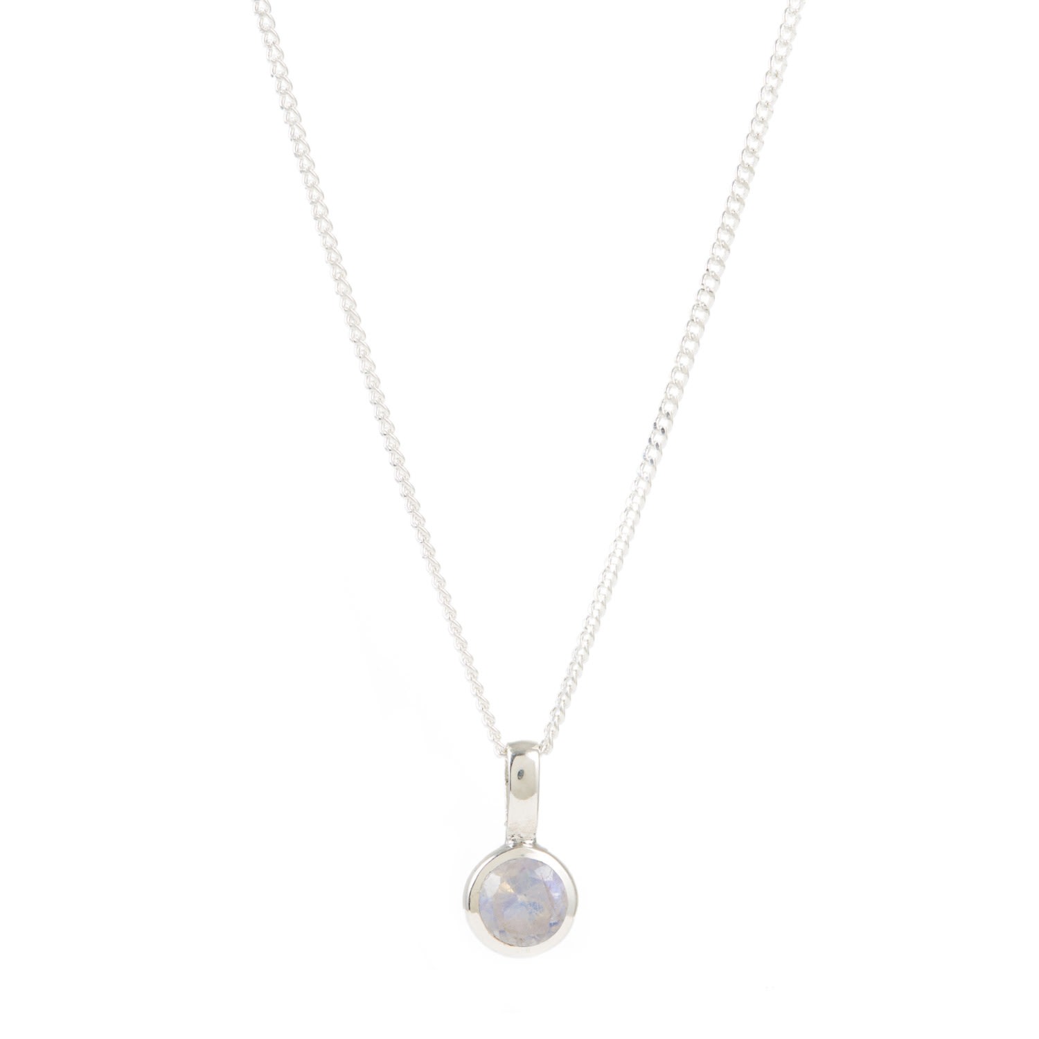 Charlotte's Web Jewellery Women's June Birthstone Charm Silver Necklace - Moonstone In Silver