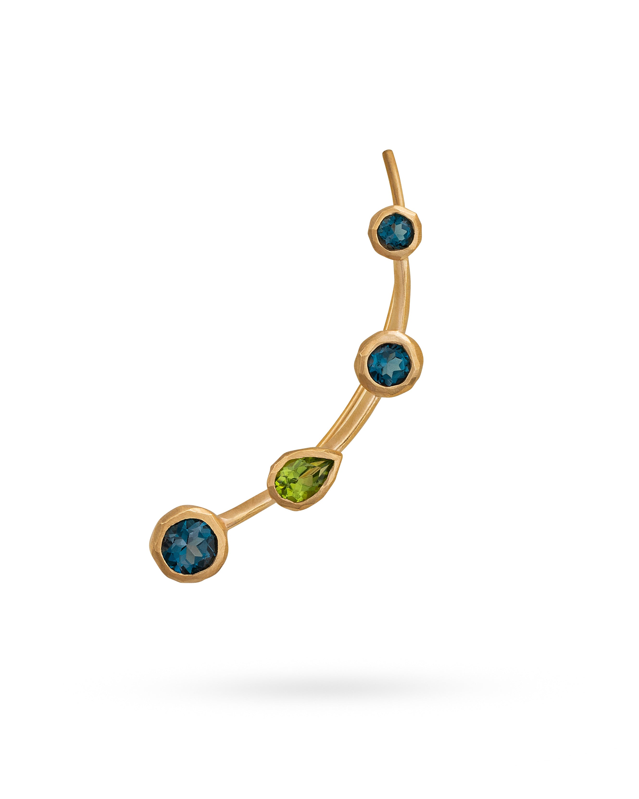 Women’s Green / Blue Climber Earring Deep Blue Topaz And Green Peridot Eloise Jewelry