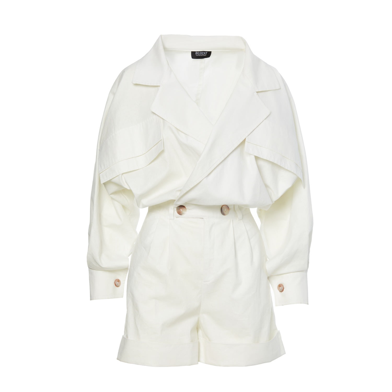 Bluzat Women's White Mini Jumpsuit In White