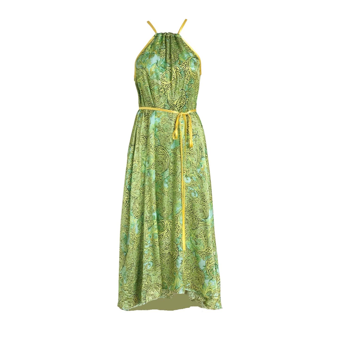 lime green silk dress