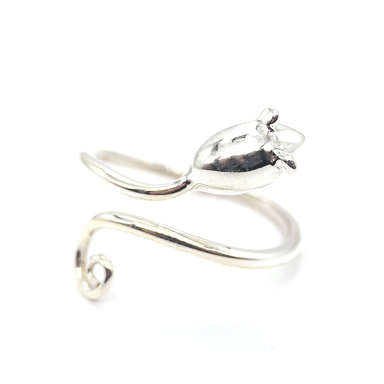 Lime Tree Design Women's Adjustable Mouse Charm Ring Sterling Silver In Silver