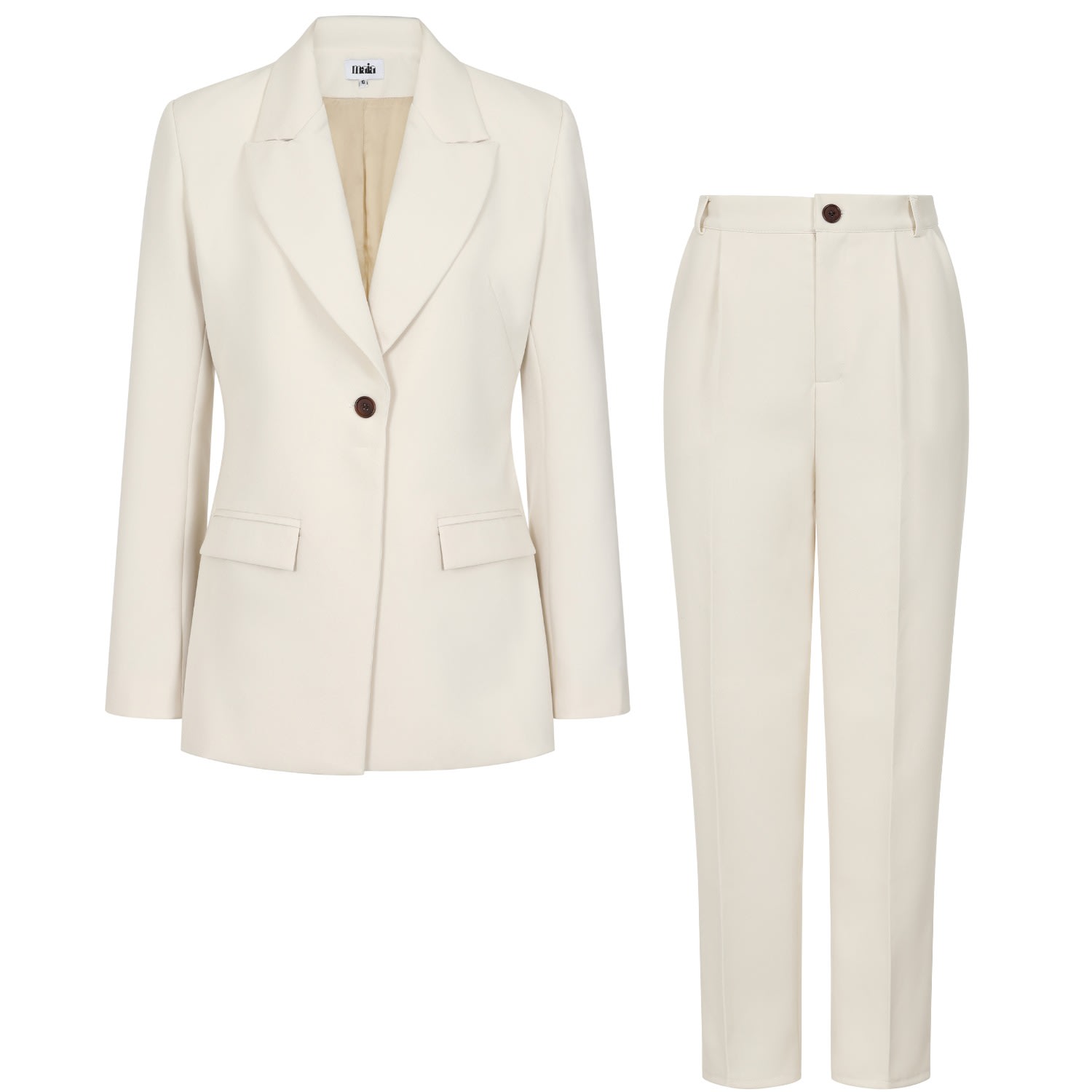 Women’s White Joan Ivory Suit Medium Maia Studios