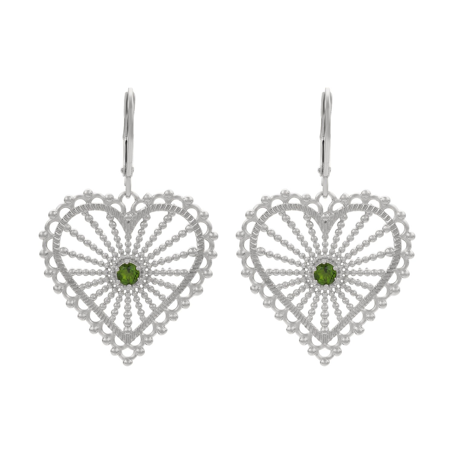 Zoe And Morgan Women's Amor Earrings Silver Chrome Diopside In White