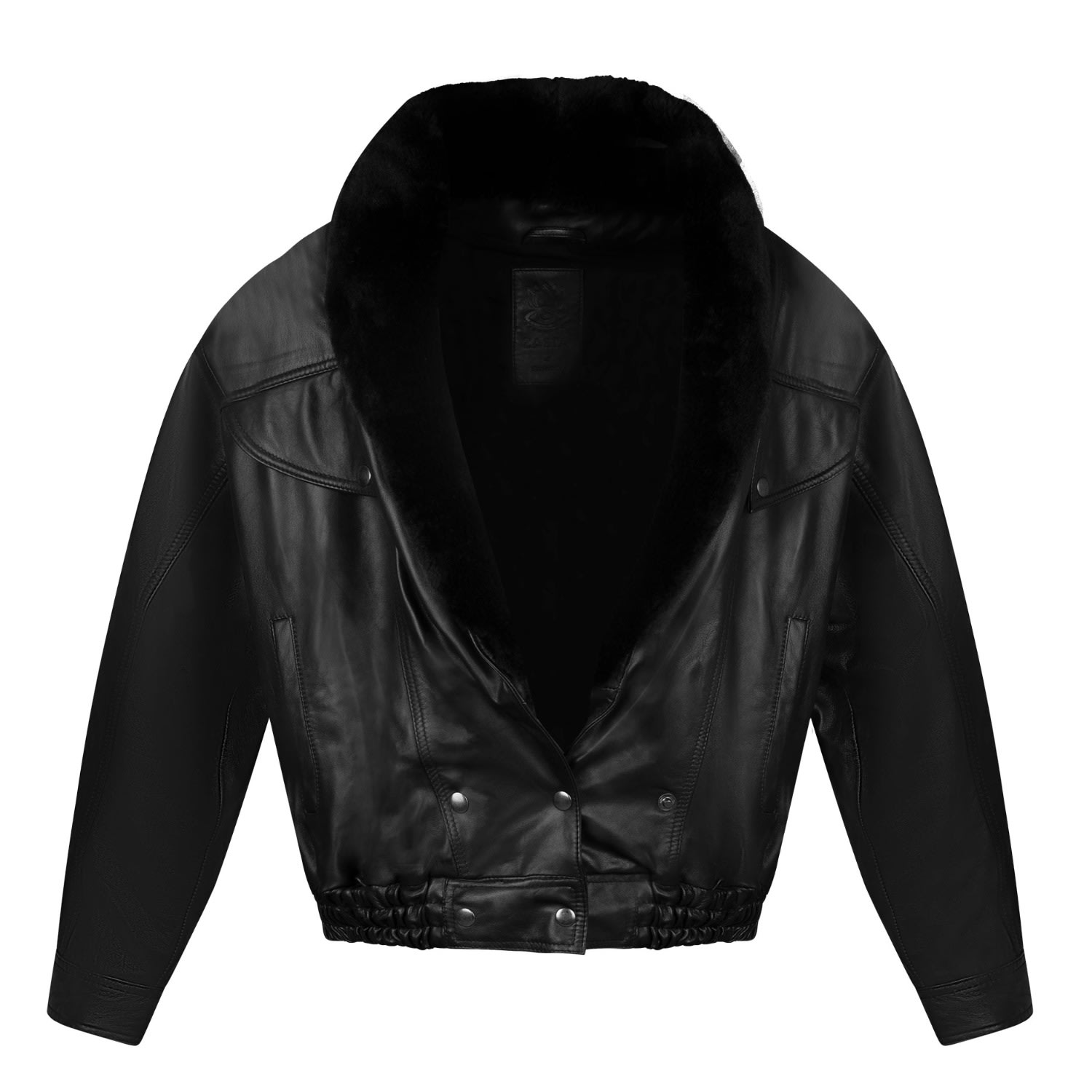 Zasta Studio Women's Highball - Black Faux Fur Lining Bomber Leather Jacket In Black