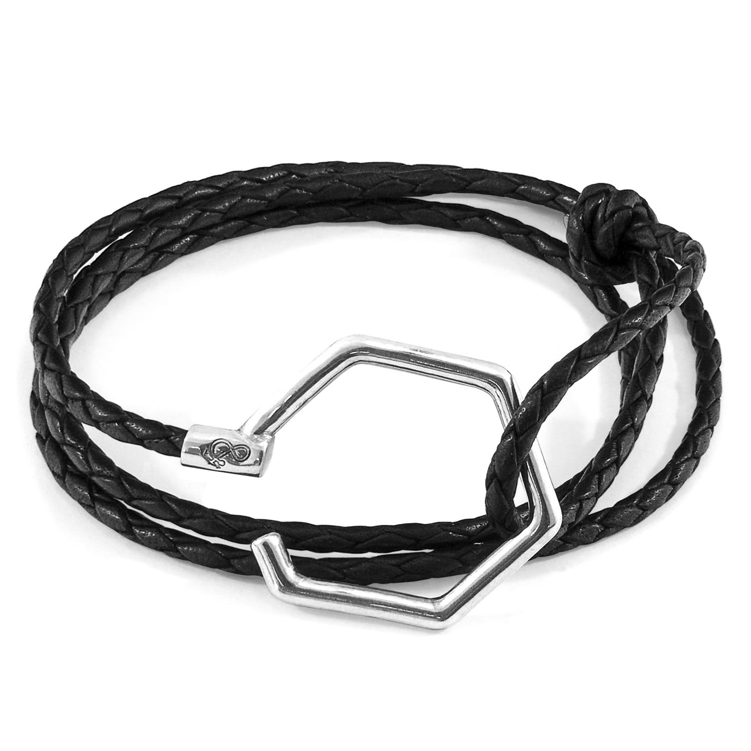 Women’s Silver / Black Coal Black Storey Silver & Braided Leather Bracelet Anchor & Crew