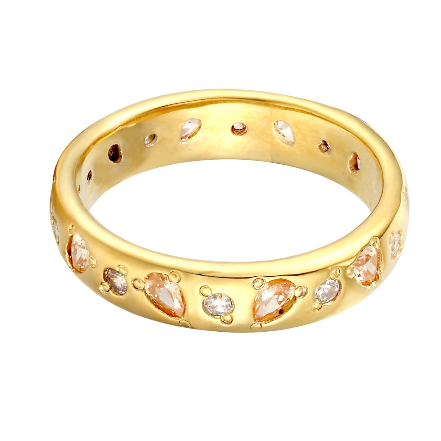 Women’s 22Ct Gold Vermeil Citrine Cz Eternity Ring Seol + Gold