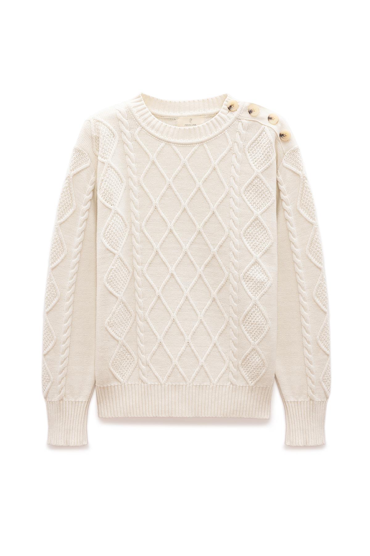 Peraluna Women's White Daphne Cable Knit Jumper In Ecru In White