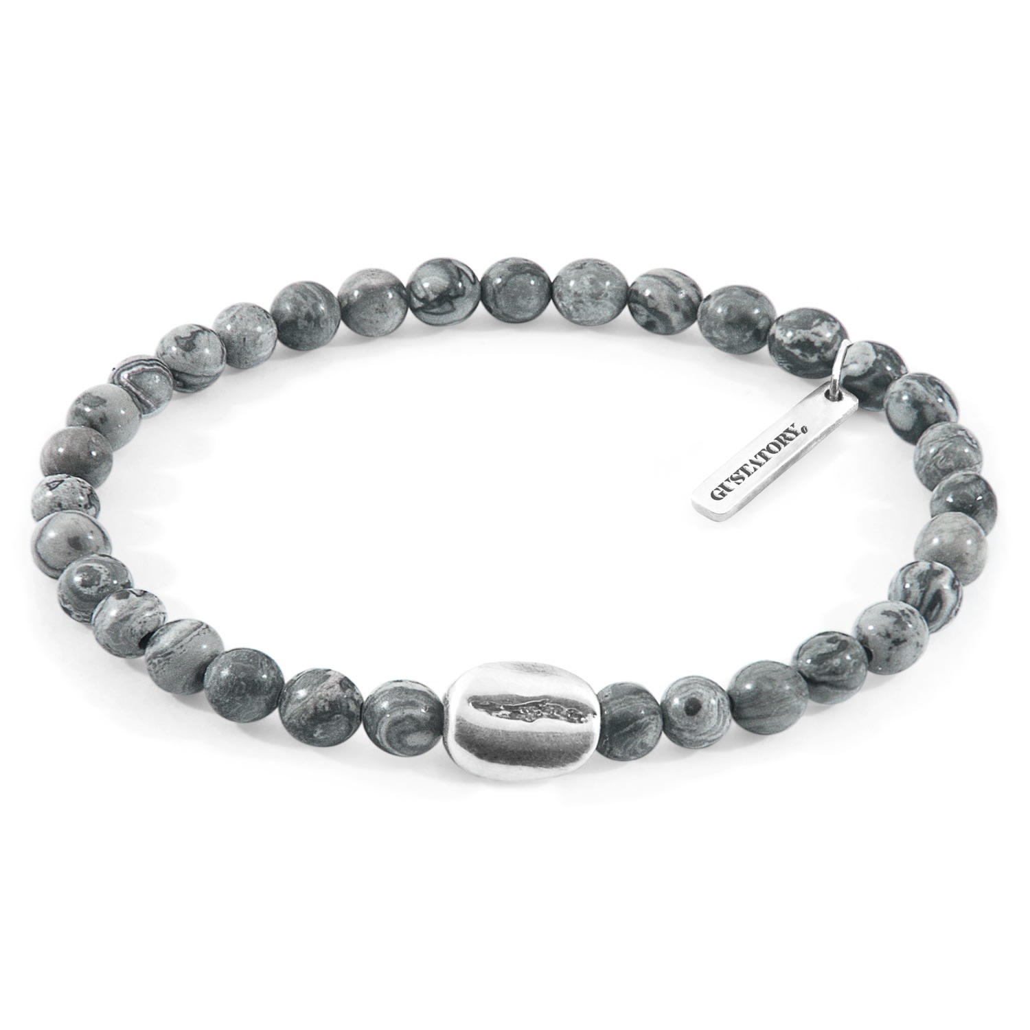 Anchor & Crew Women's Grey Jasper Gustatory Coffee Bean Silver & Stone Bracelet In Gray