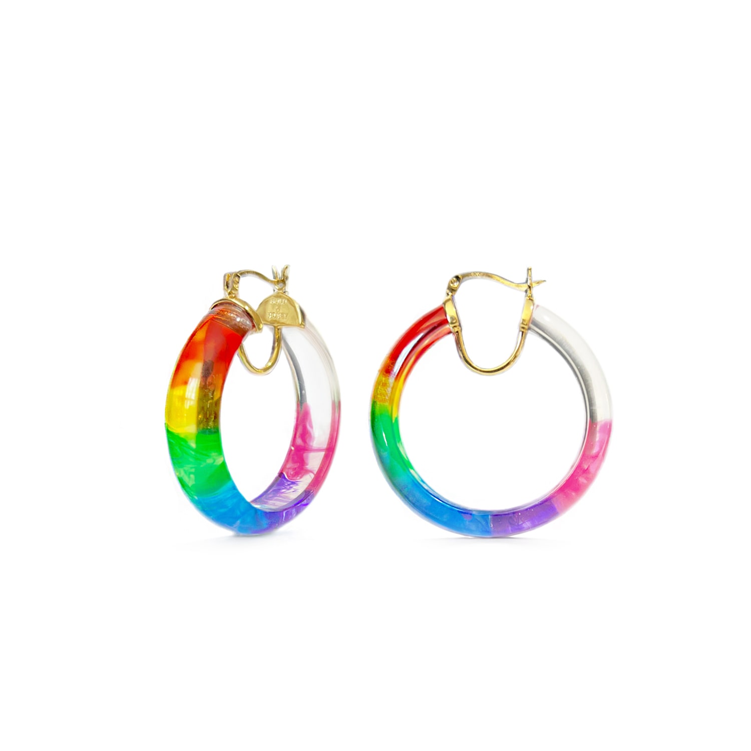 Women&rsquo;s Rainbow Tie Dye Small Hoop Earrings | Gold & Honey