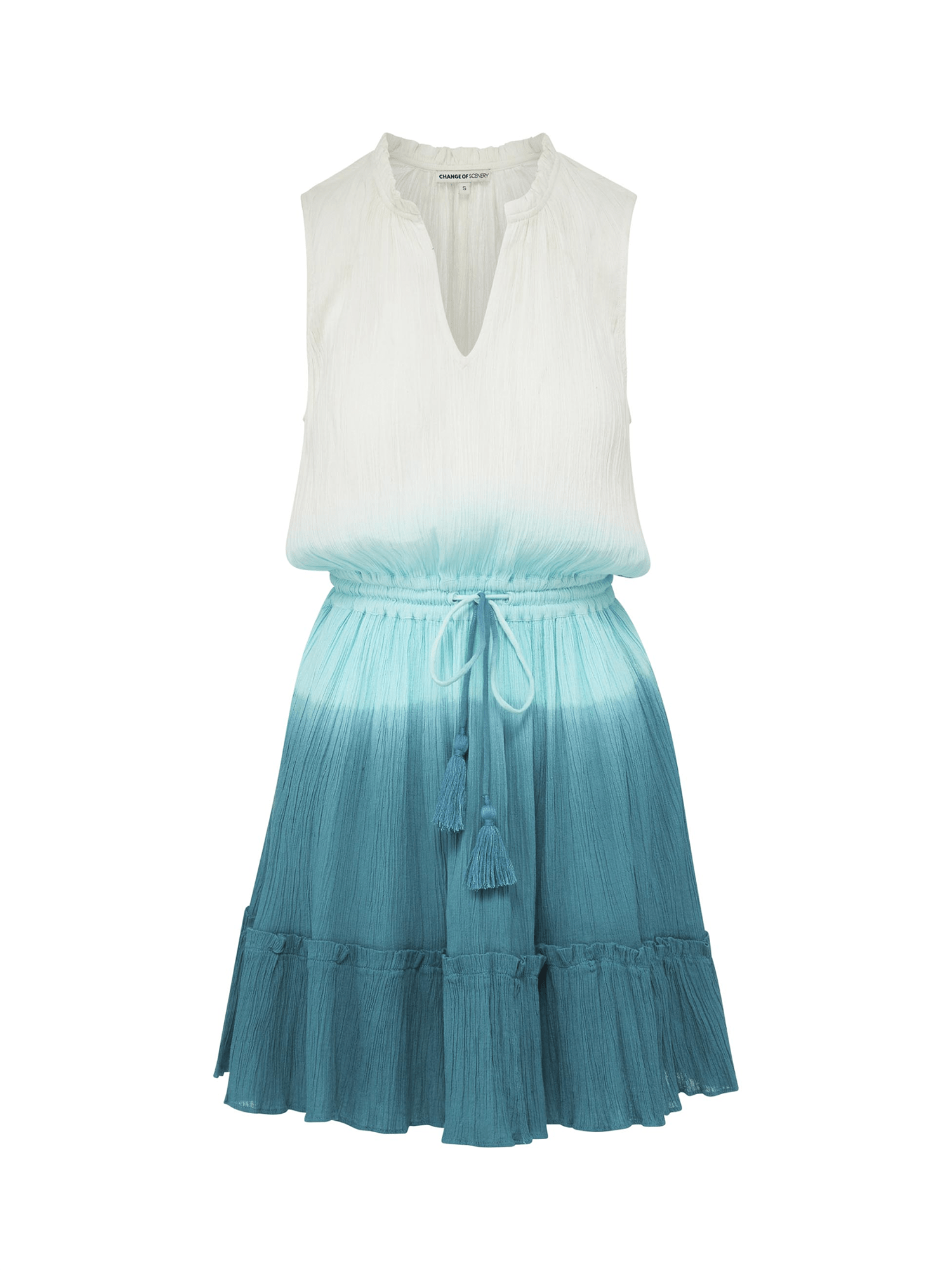 Shop Change Of Scenery Women's Blue / White Beth Dress In Petrol Dip Dye In Blue/white