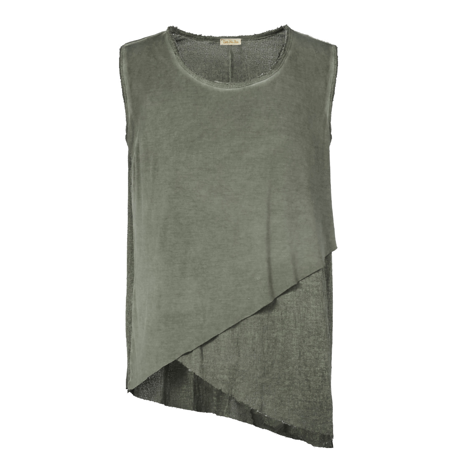 Gazi Vest - Sleeveless Boho T-Shirt Men Summer Top Khaki Green | S/M | Zhenabia