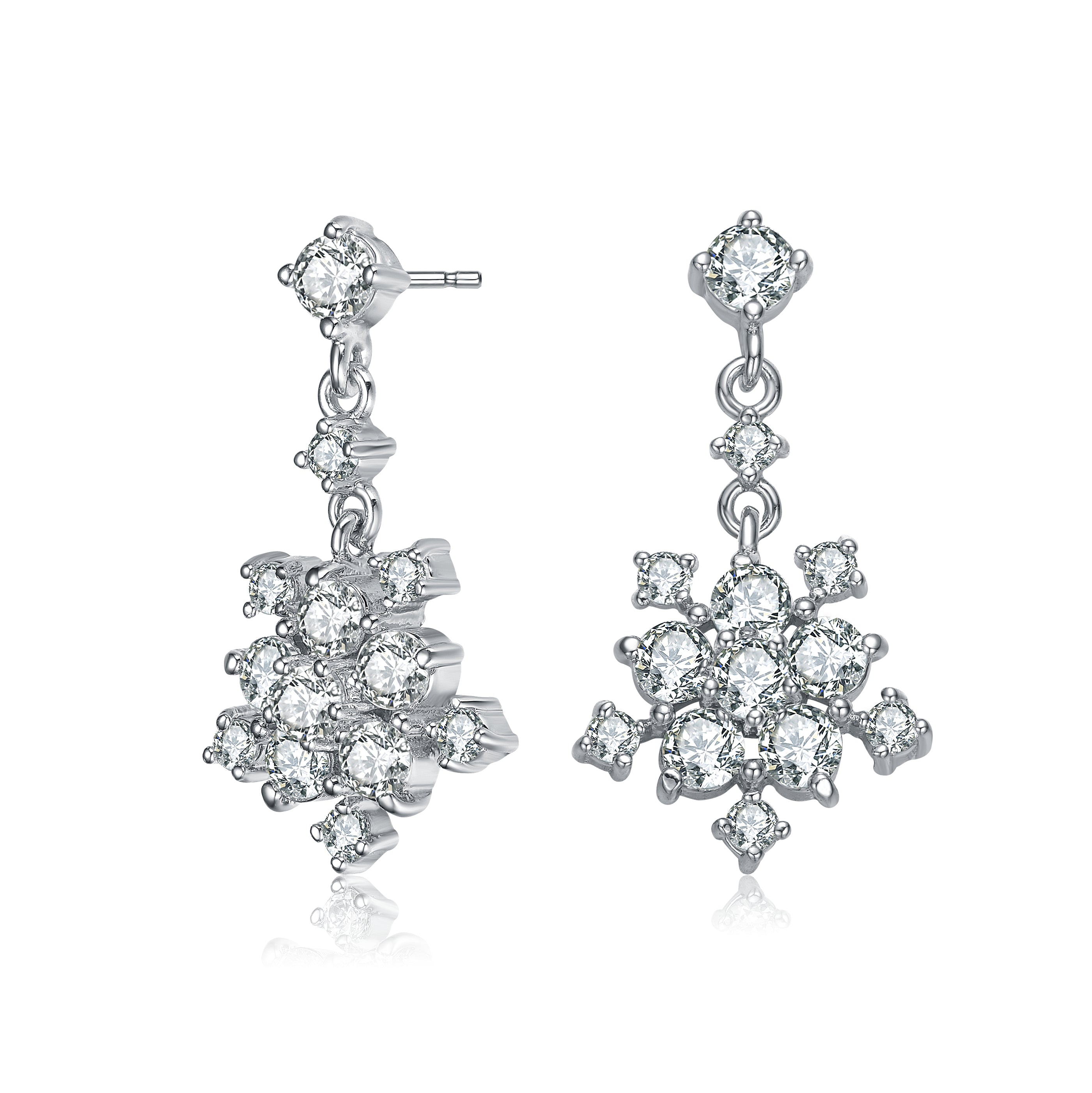 Women’s White / Silver Louise Flower Star Drop Earrings Genevive Jewelry