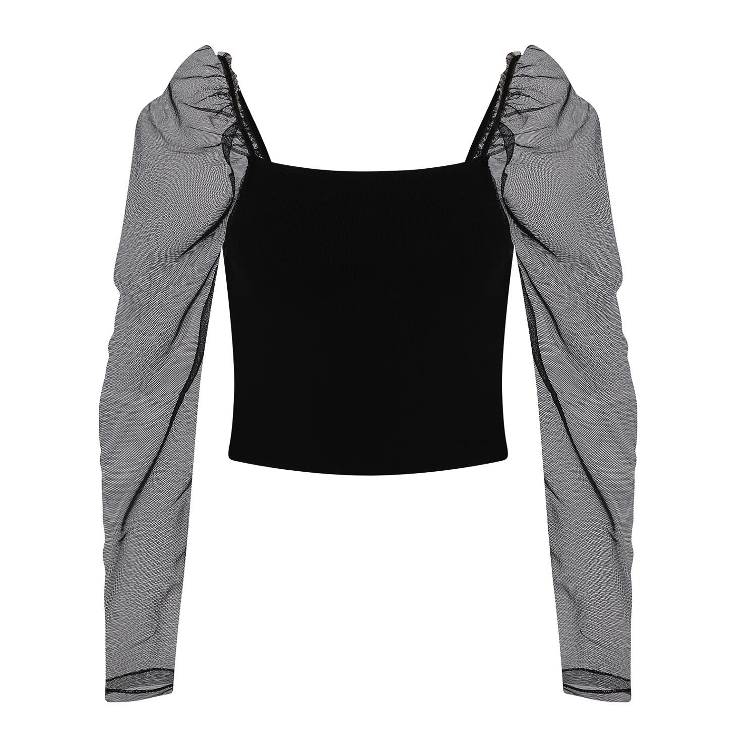 black body hugging top