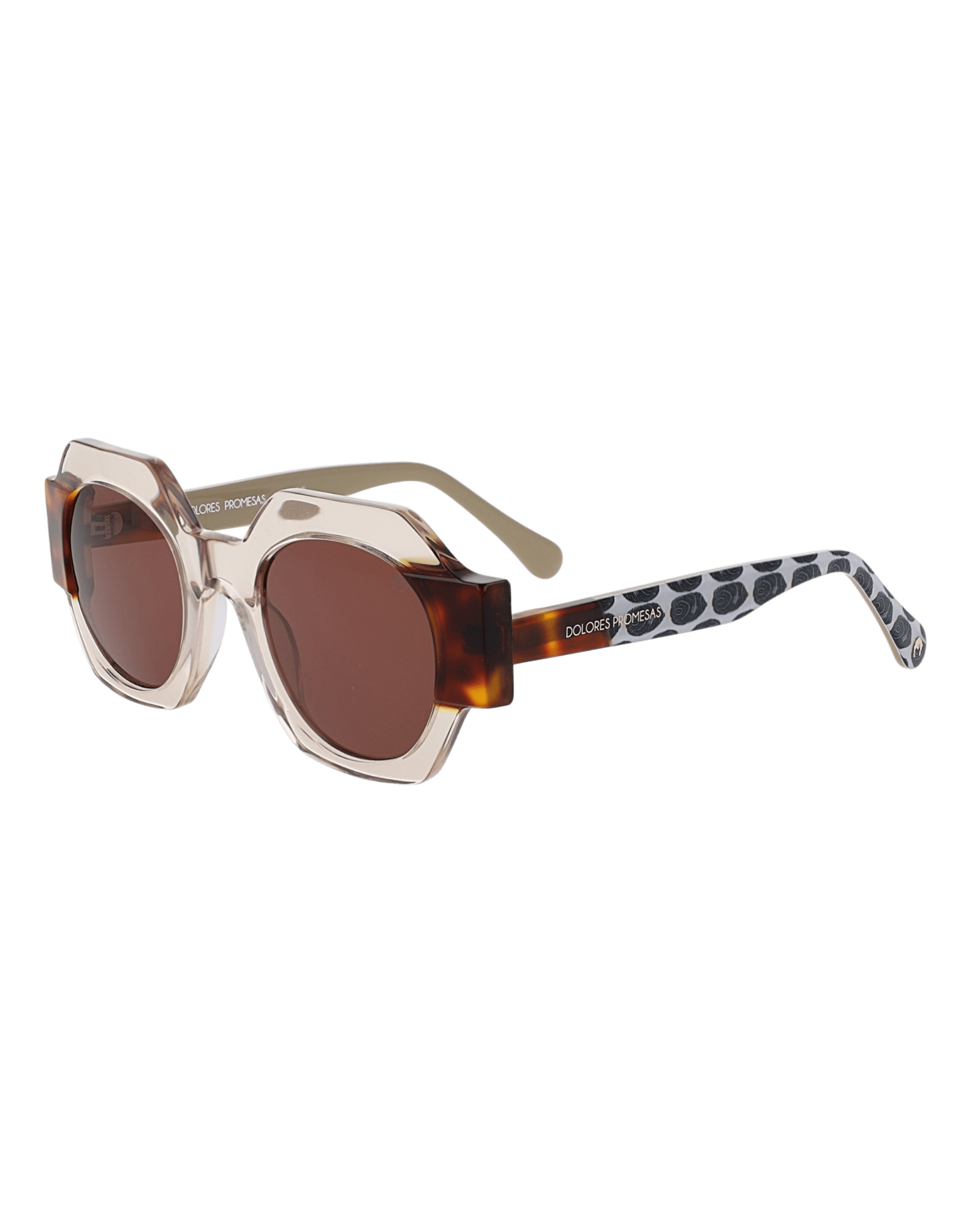 Dolores Promesas Women's Gold Glasses With Beak Shape And Marble Print In Makeup Color. In Gold