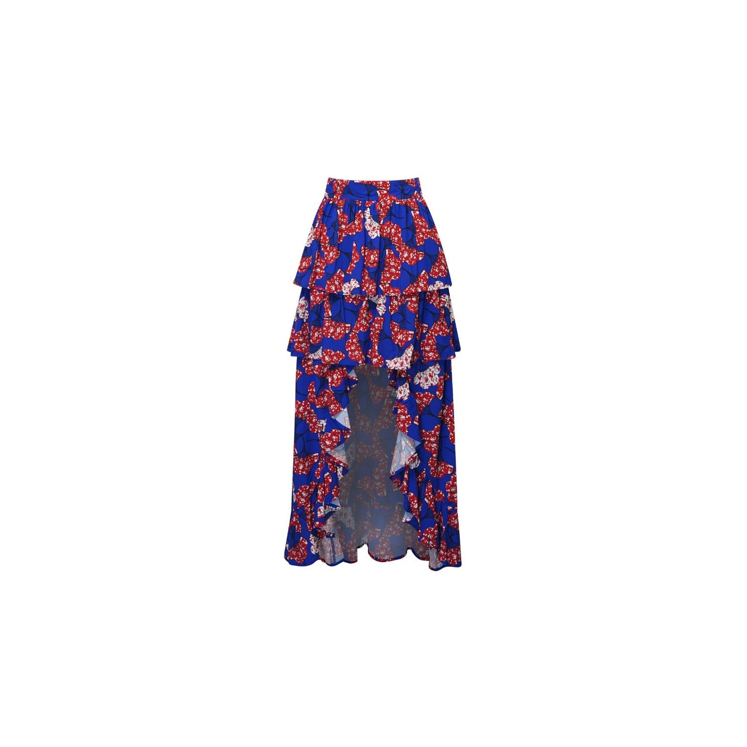 Oliveankara Women's Blue / White / Red Safira Tiered Ruffle Skirt - Blue White Red Rolls Royce Print - Ilc Oa Og In Blue/white/red