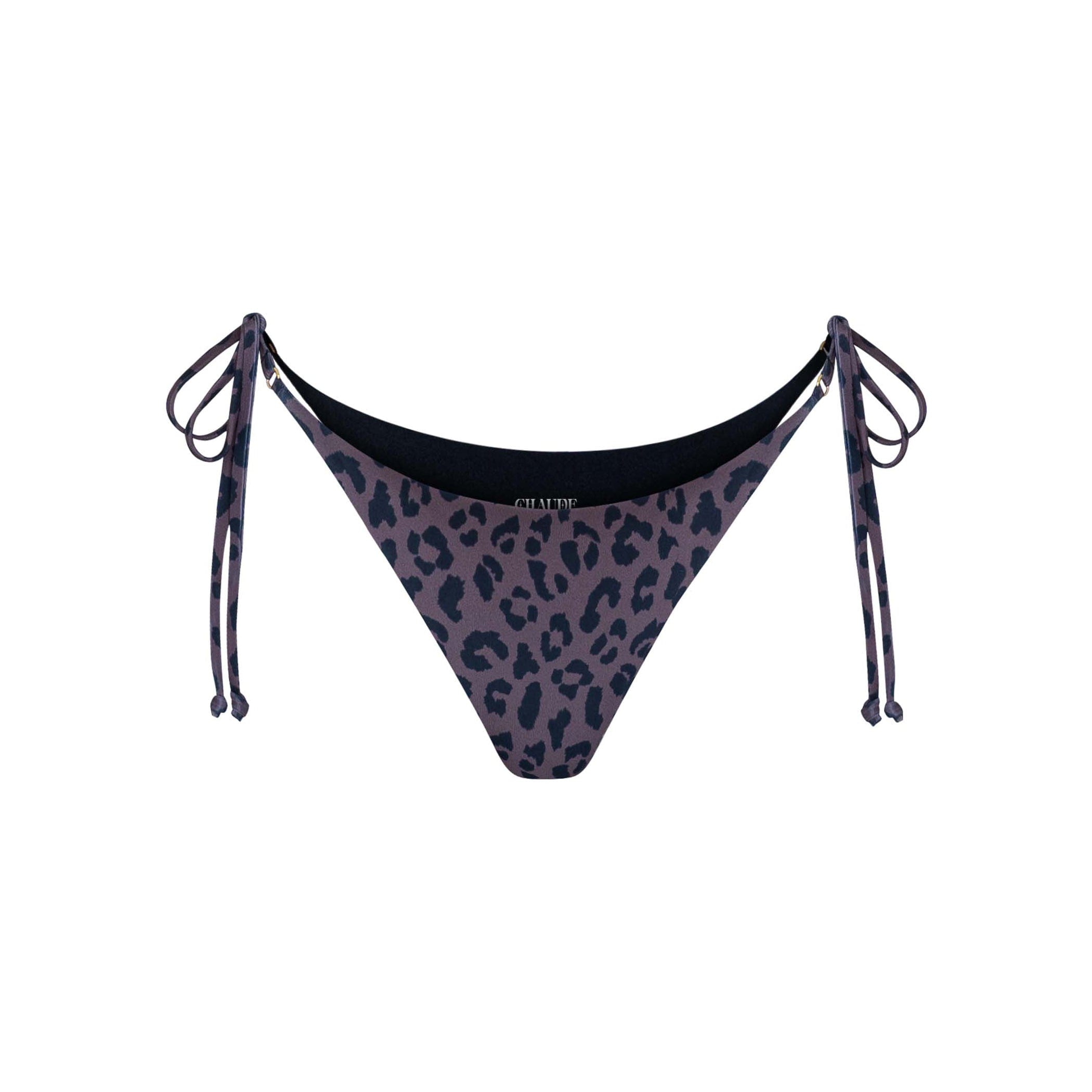 Chaude Swimwear Women's Black / Brown Toni Triangle String Bottoms - Leopard In Multi