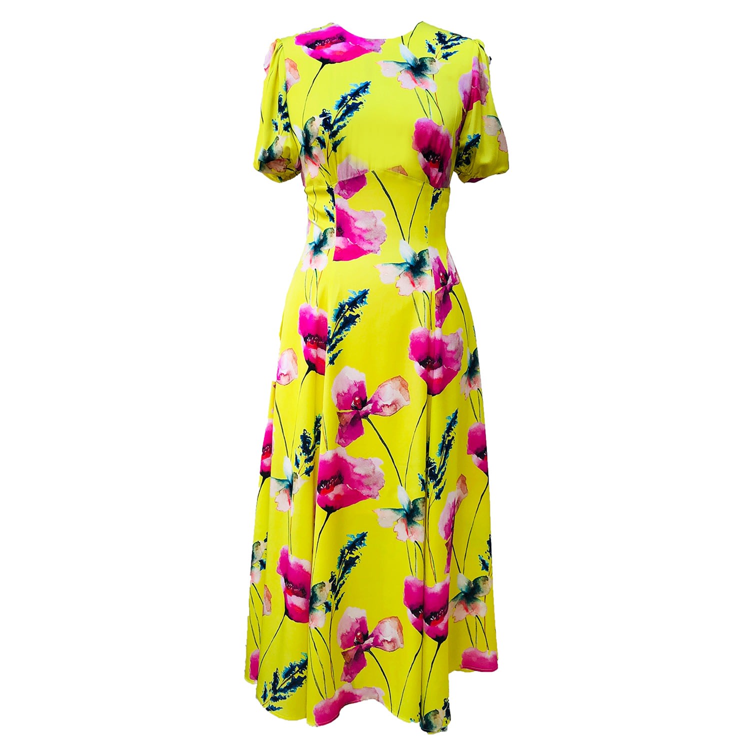 Mellaris Women's Yellow / Orange / Pink Slow Dance Yellow Dress In Floral Print