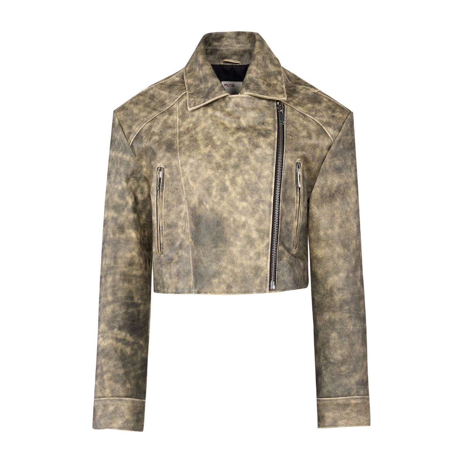 Pcfg Women's Your Itch Wash Effect Leather Jacket In Green