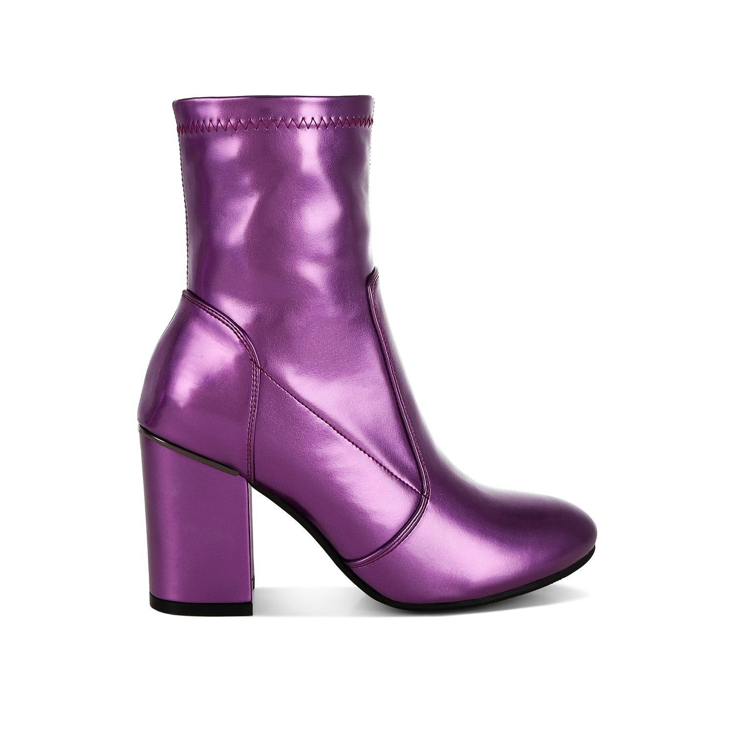Rag & Co Women's Tirana Metallic Pleather Sock Boots In Purple By
