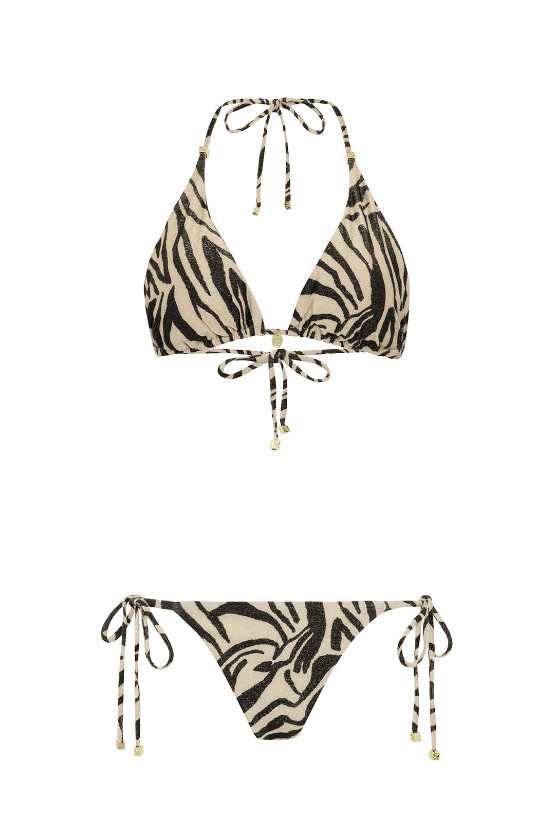 Leyla Maya Women's Neutrals / Gold / Black Millie Bikini Set - Animal Print In Multi