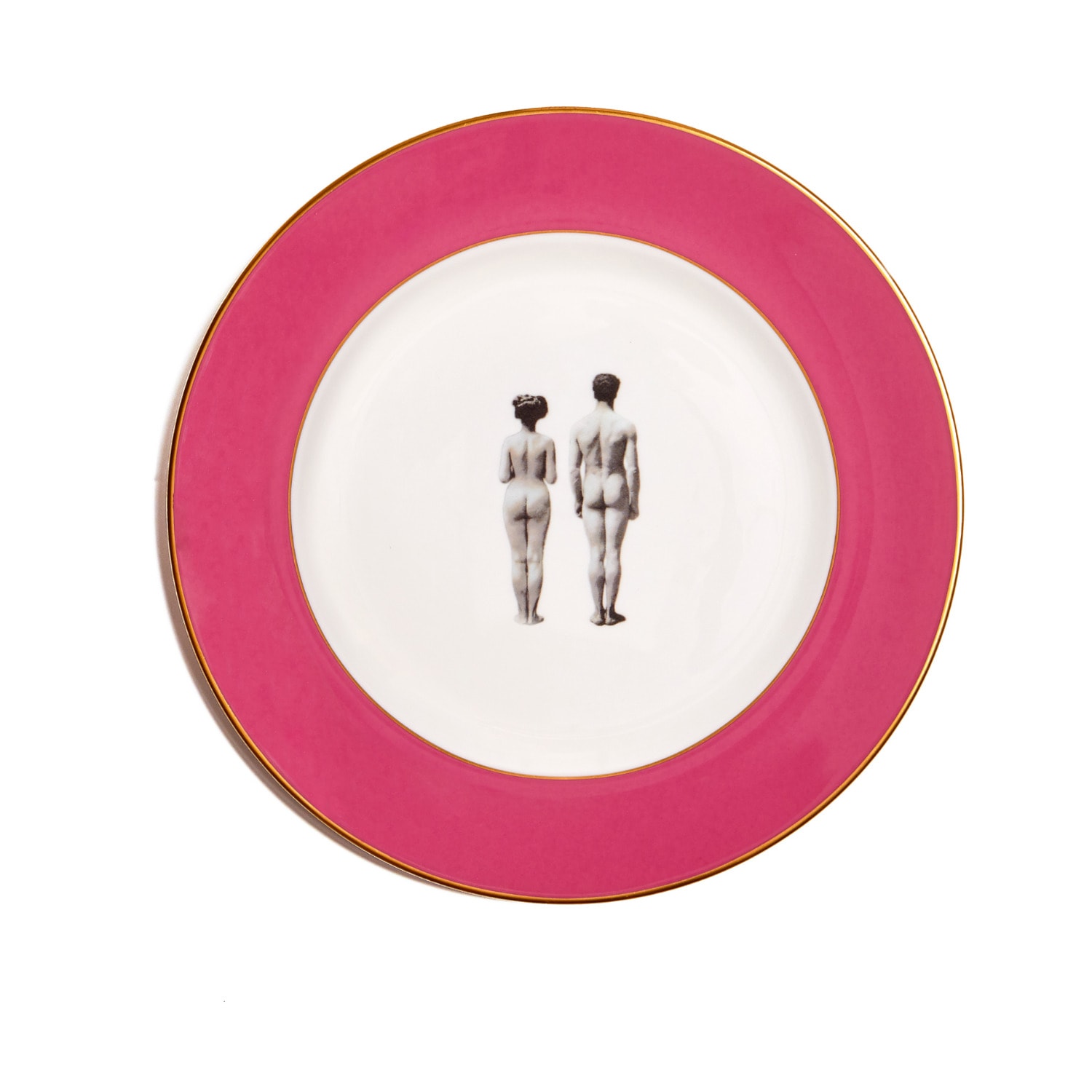 Melody Rose London Pink / Gold Models Raspberry Pink Dinner Plate In Pink
