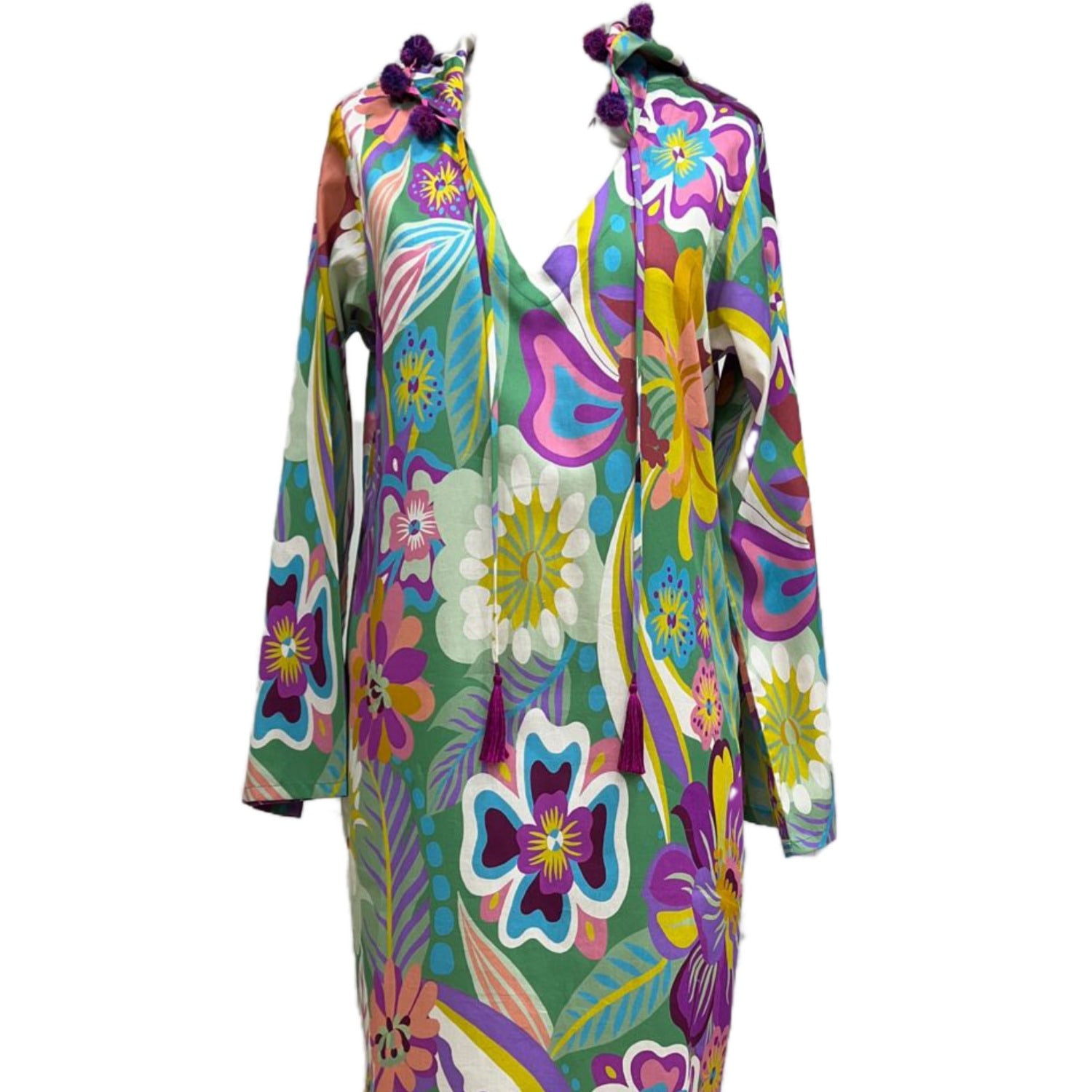 Tiger And The Monkey Women's Green The Marie-claude Cotton & Upcycled Silk Kaftan Dress In Green