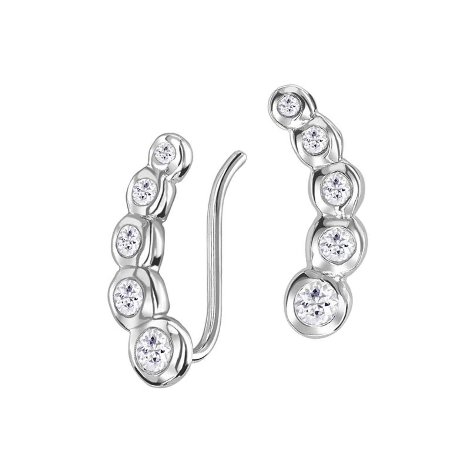 Dower & Hall Women's White Sapphire Dewdrop Ear Climbers In Sterling Silver In Metallic