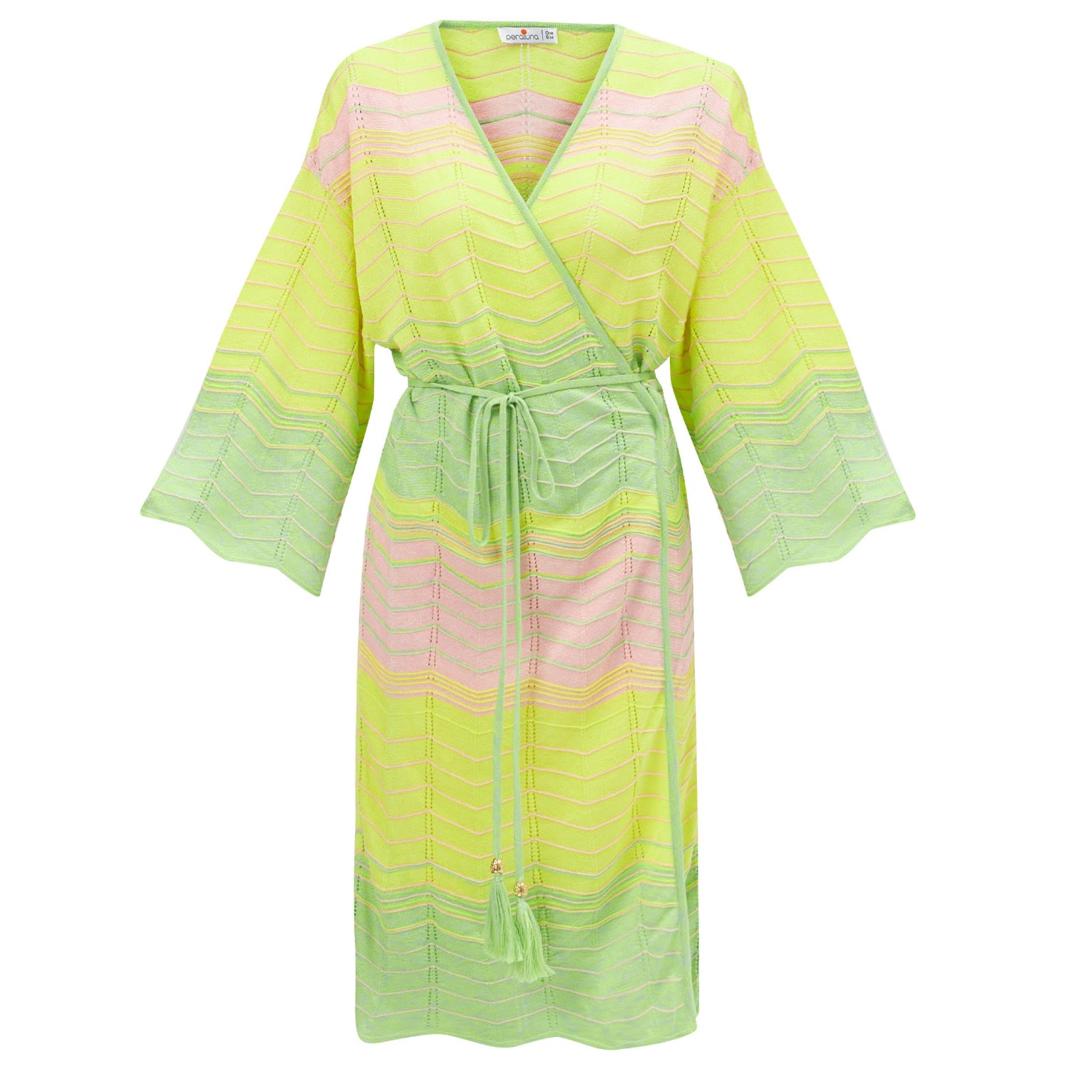 Peraluna Women's Sakura Knit Kimono - Lime Melange In Green