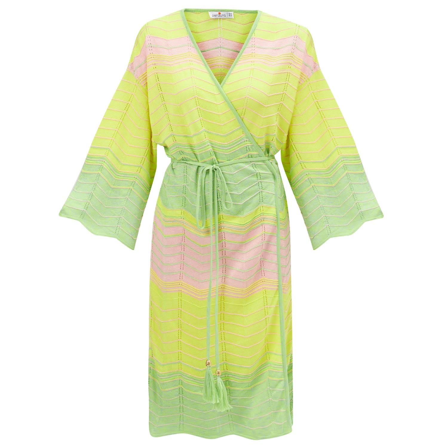 Women’s Sakura Knit Kimono - Lime Melange One Size Peraluna