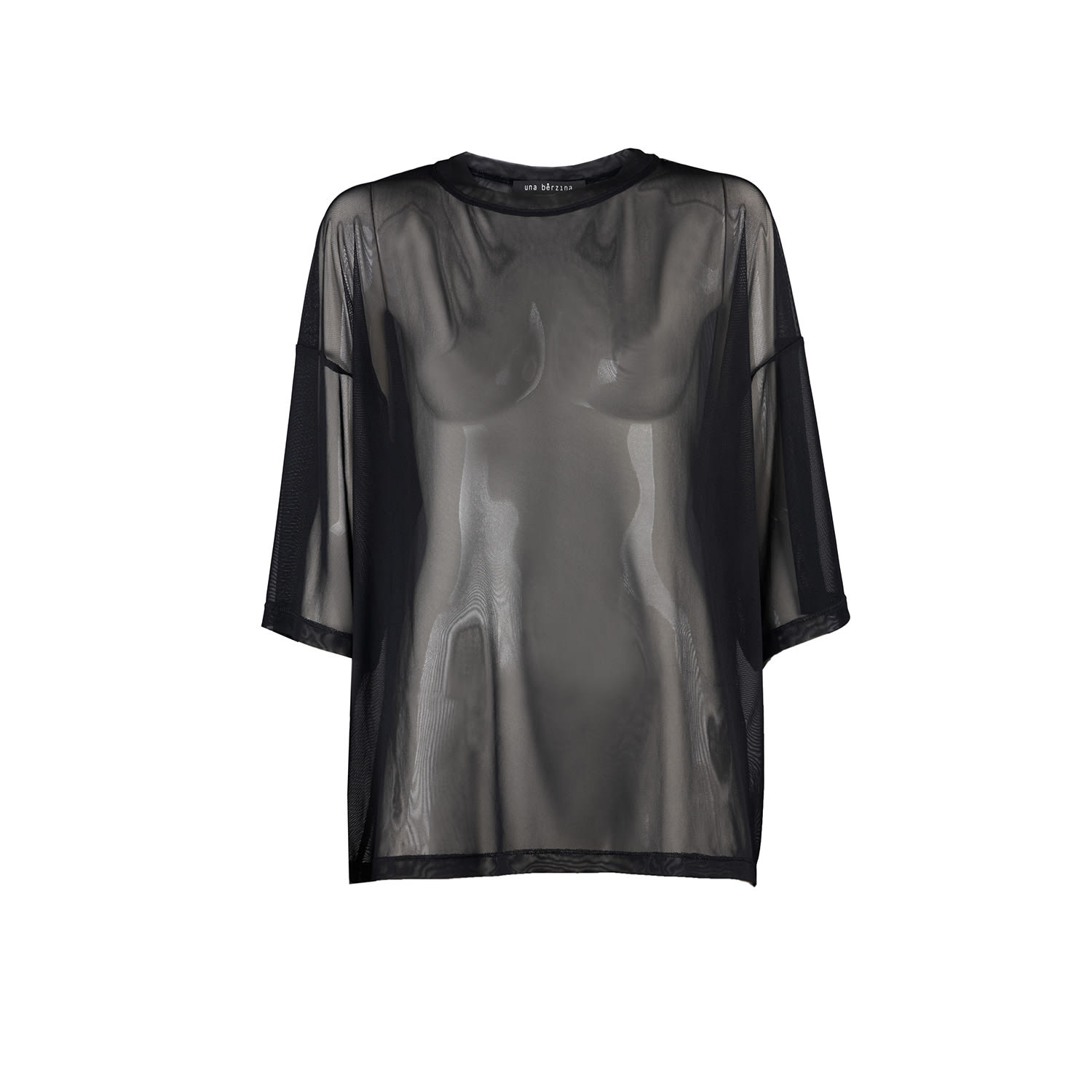 Una Berzina Women's Black Sheer Oversized Mesh T-shirt In Black
