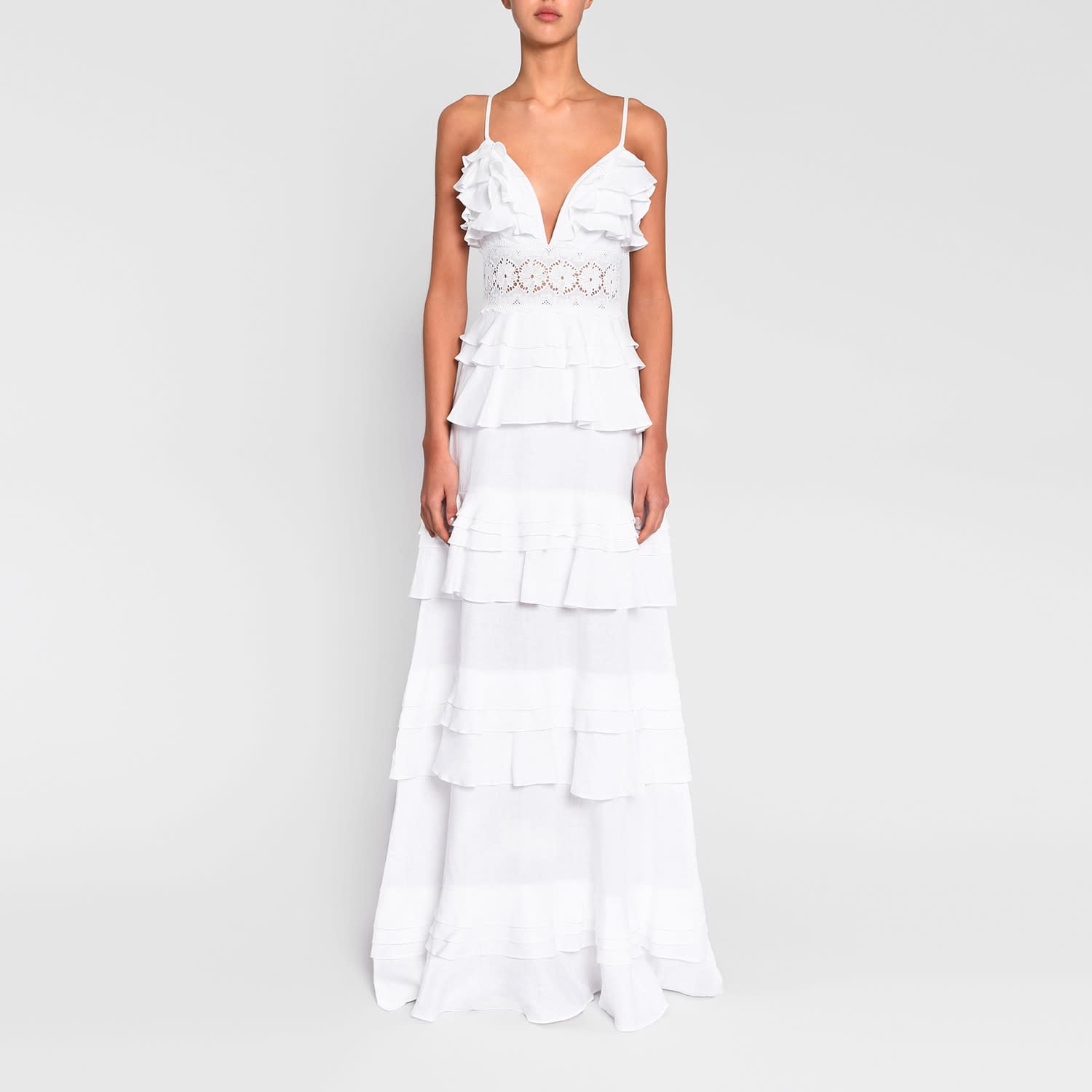 layered ruffle maxi dress