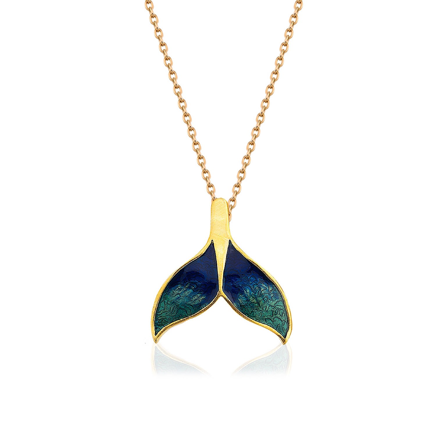 Milou Jewelry Women's Green & Navy Blue Whale Tail Necklace In Green