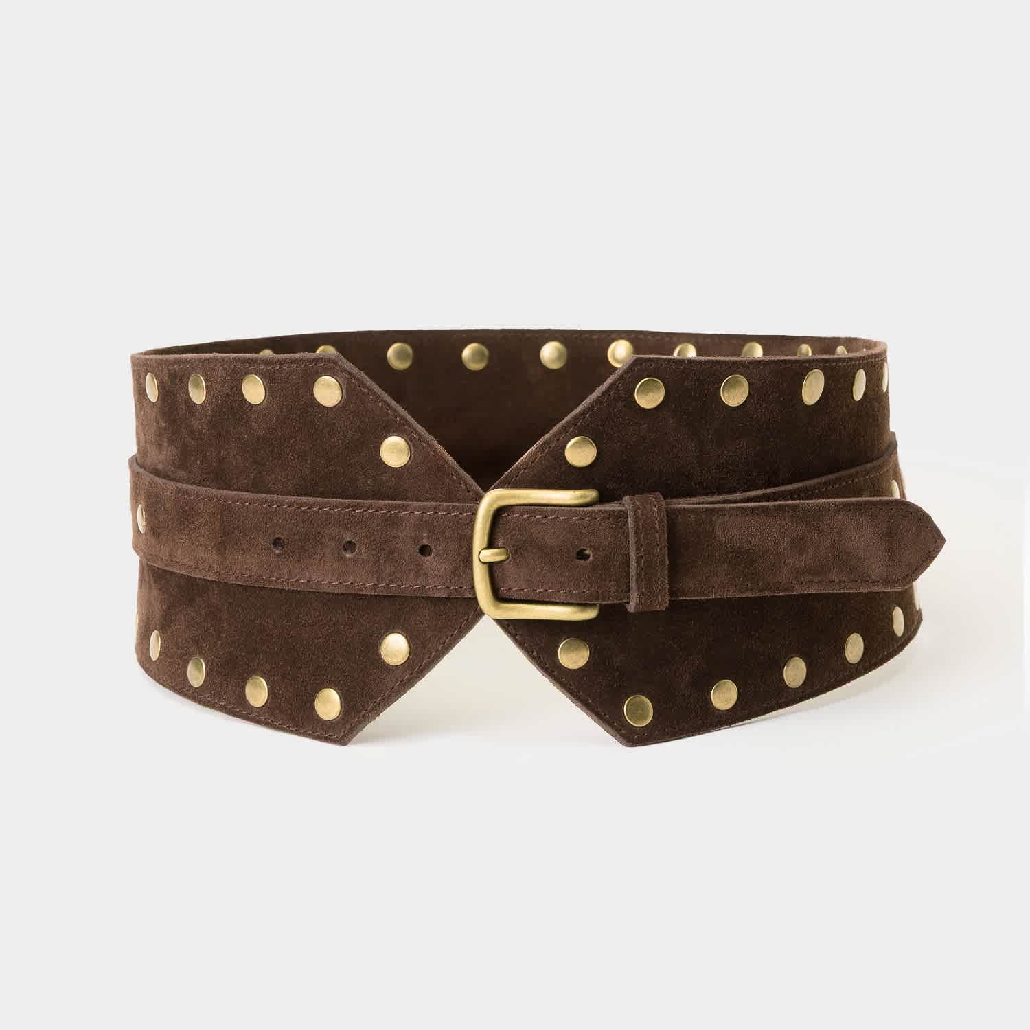 Black Suede Wide Belt With Silver Studs | JUAN-JO | Wolf & Badger
