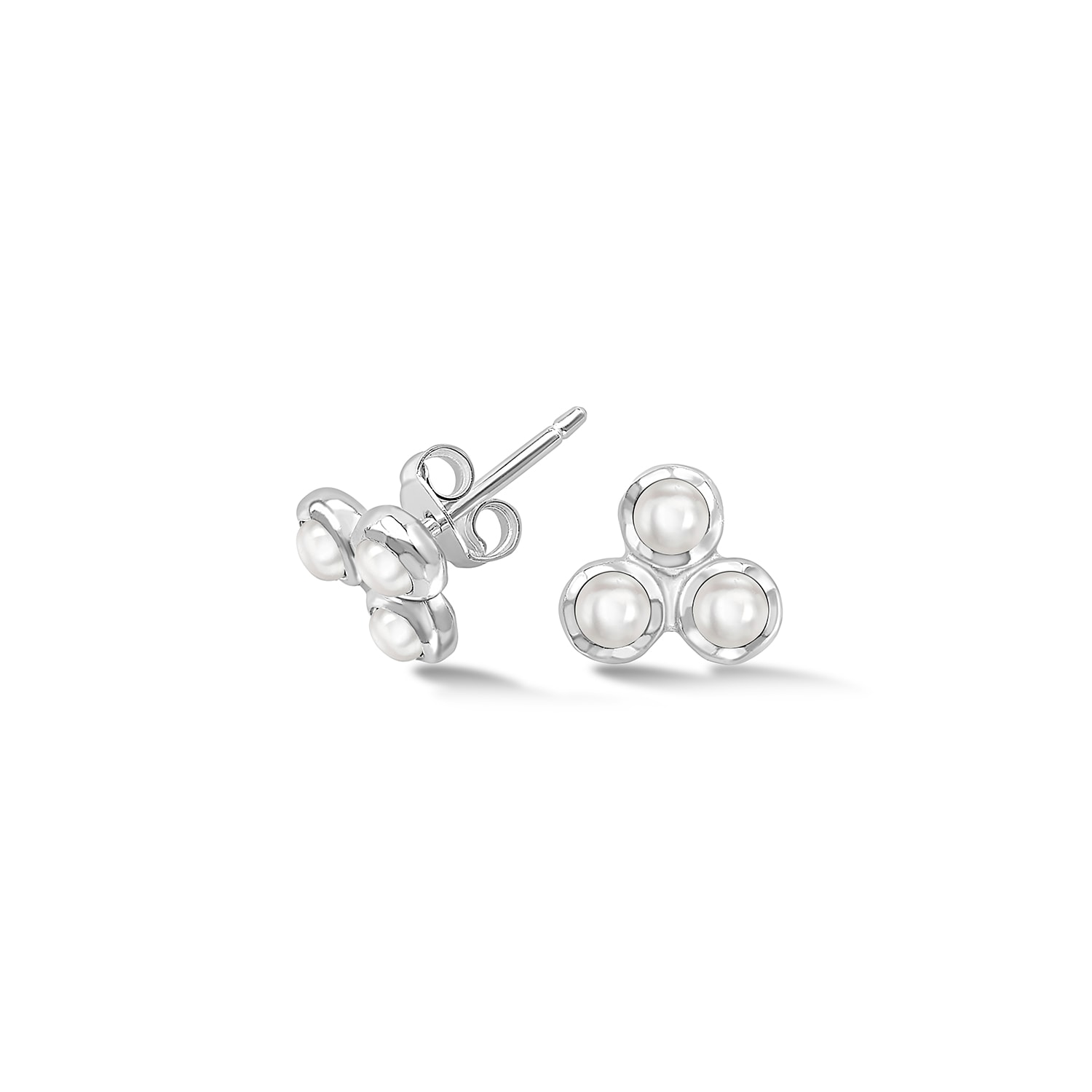 Dower & Hall Women's Pearl Trio Studs In Sterling Silver In Silver
