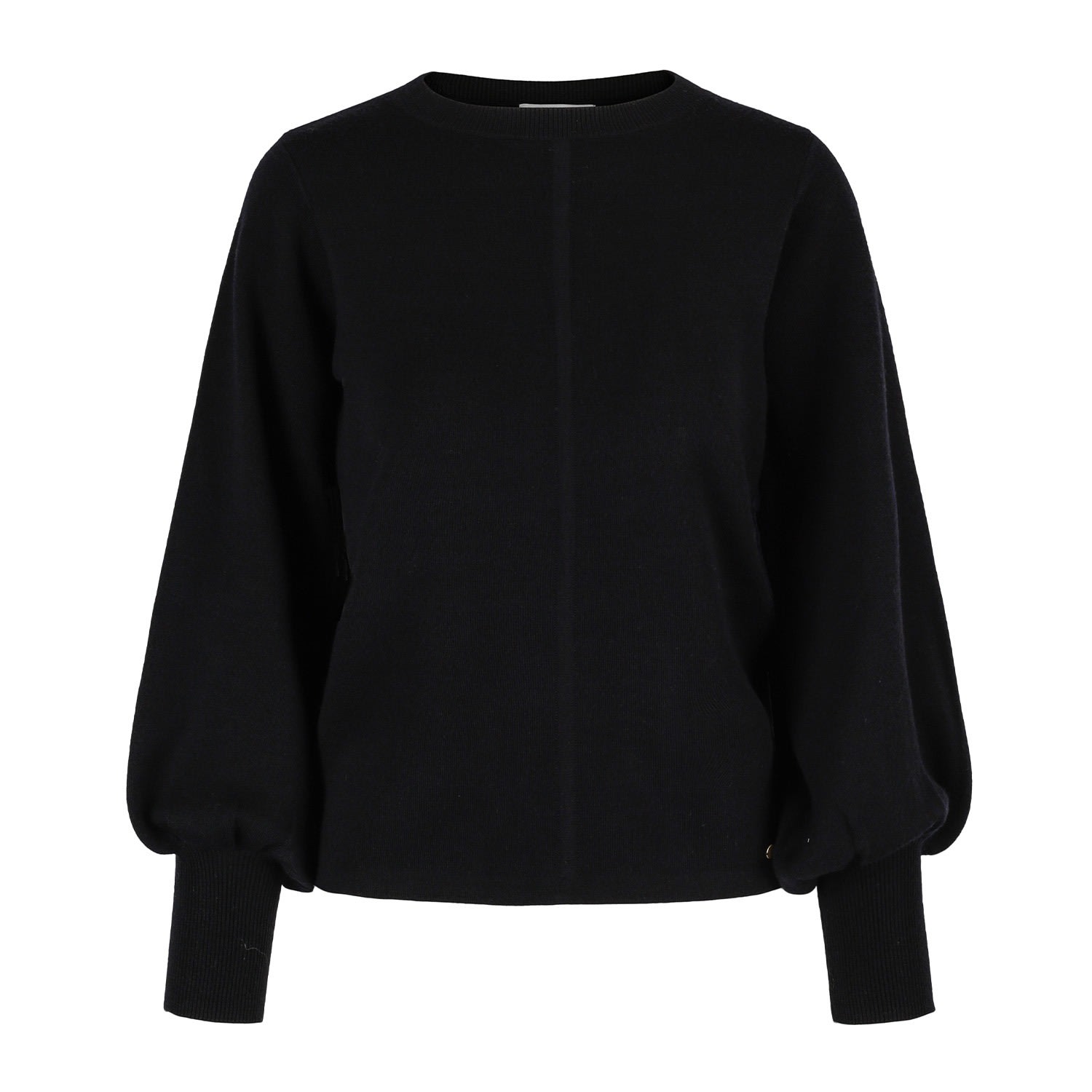 Tirillm Women's "alison" Merino Wool Sweater With Puffed Sleeves- Black In Black